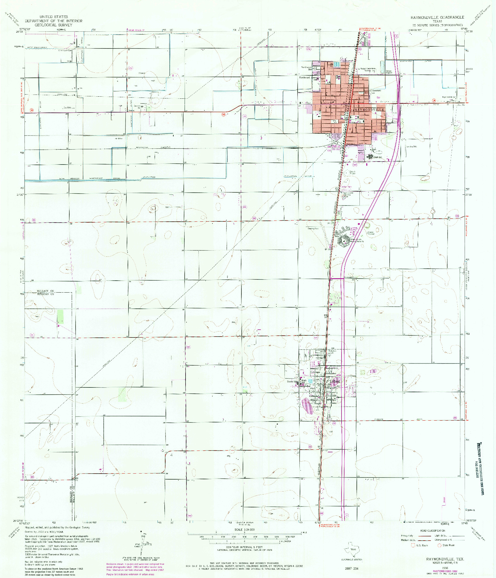 USGS 1:24000-SCALE QUADRANGLE FOR RAYMONDVILLE, TX 1956