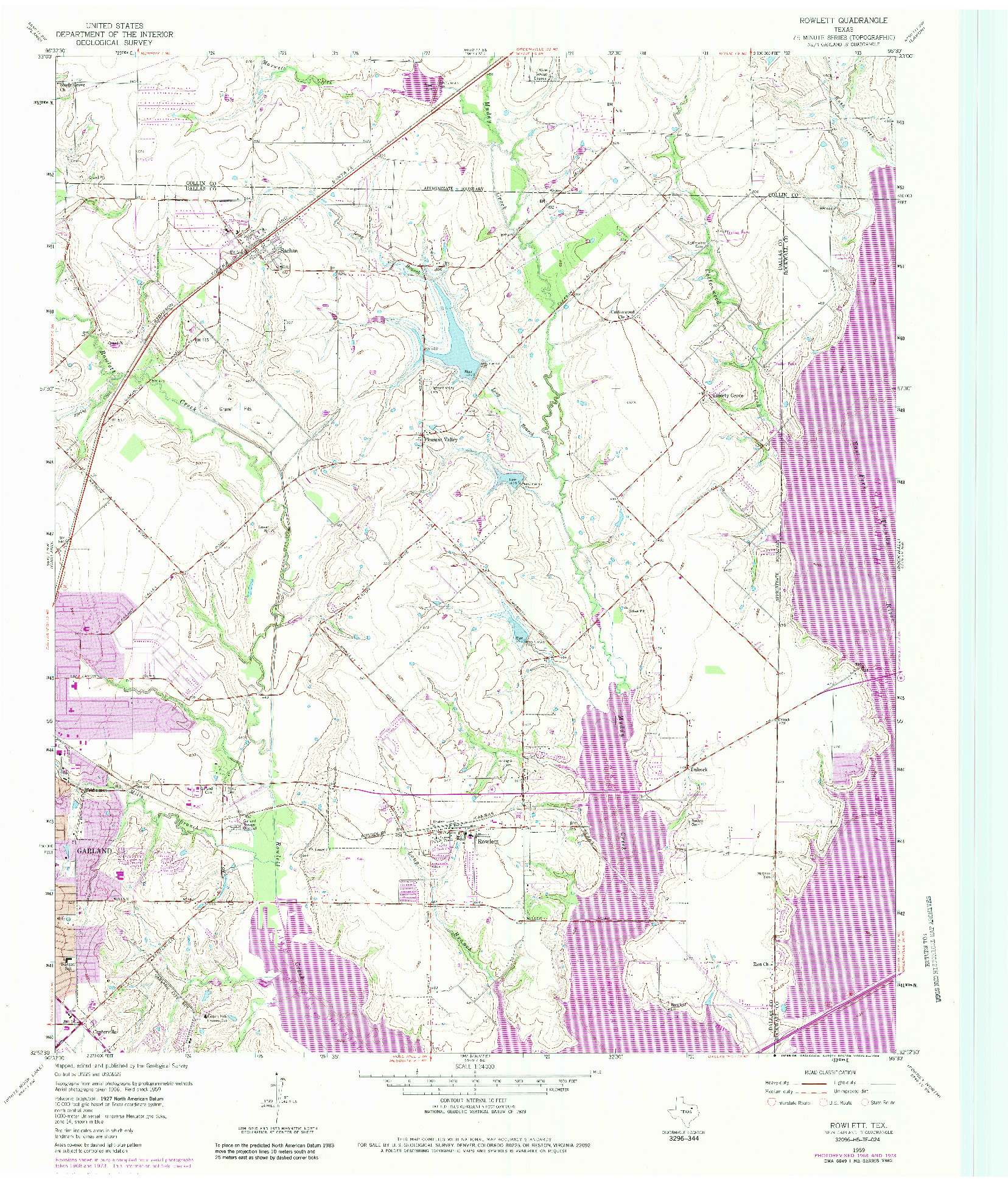 USGS 1:24000-SCALE QUADRANGLE FOR ROWLETT, TX 1959