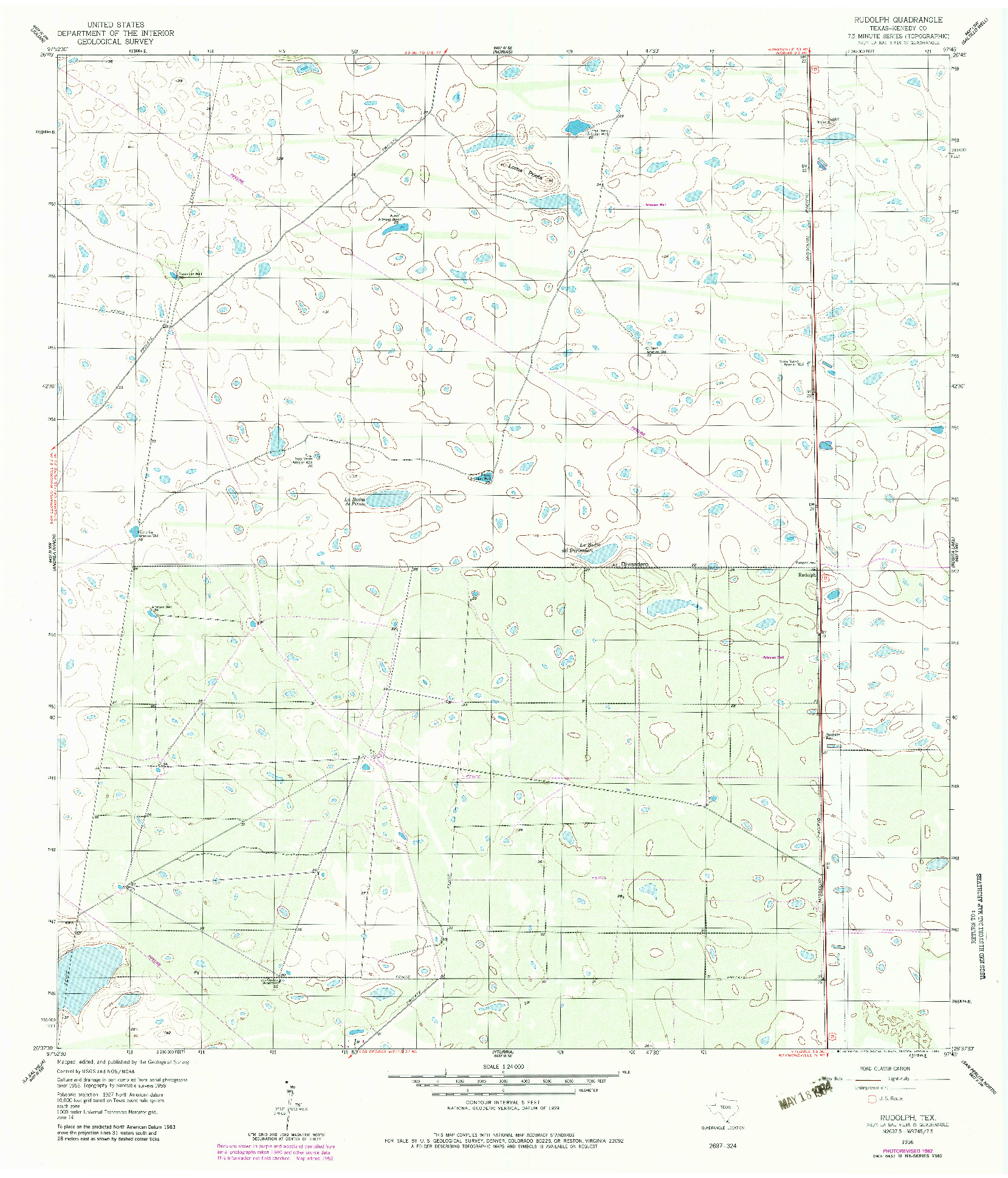 USGS 1:24000-SCALE QUADRANGLE FOR RUDOLPH, TX 1956