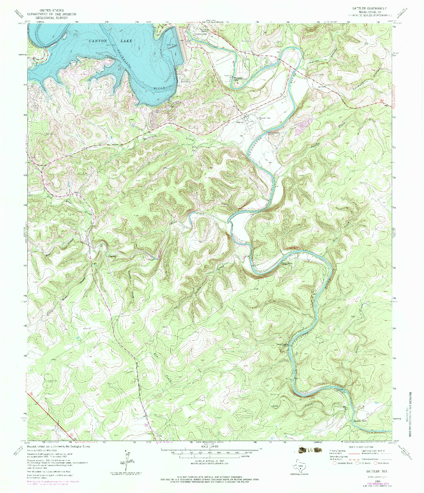 USGS 1:24000-SCALE QUADRANGLE FOR SATTLER, TX 1963