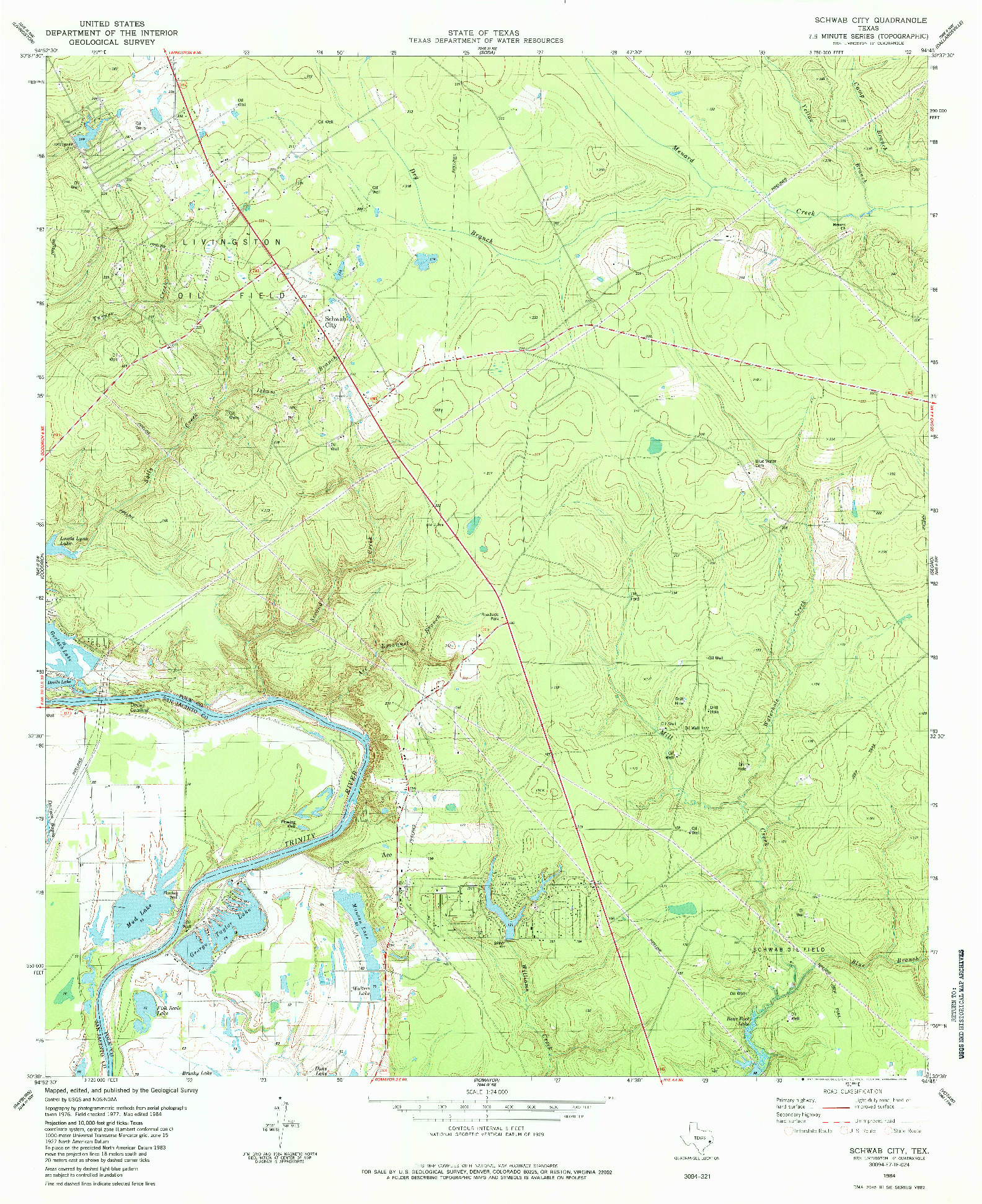 USGS 1:24000-SCALE QUADRANGLE FOR SCHWAB CITY, TX 1984