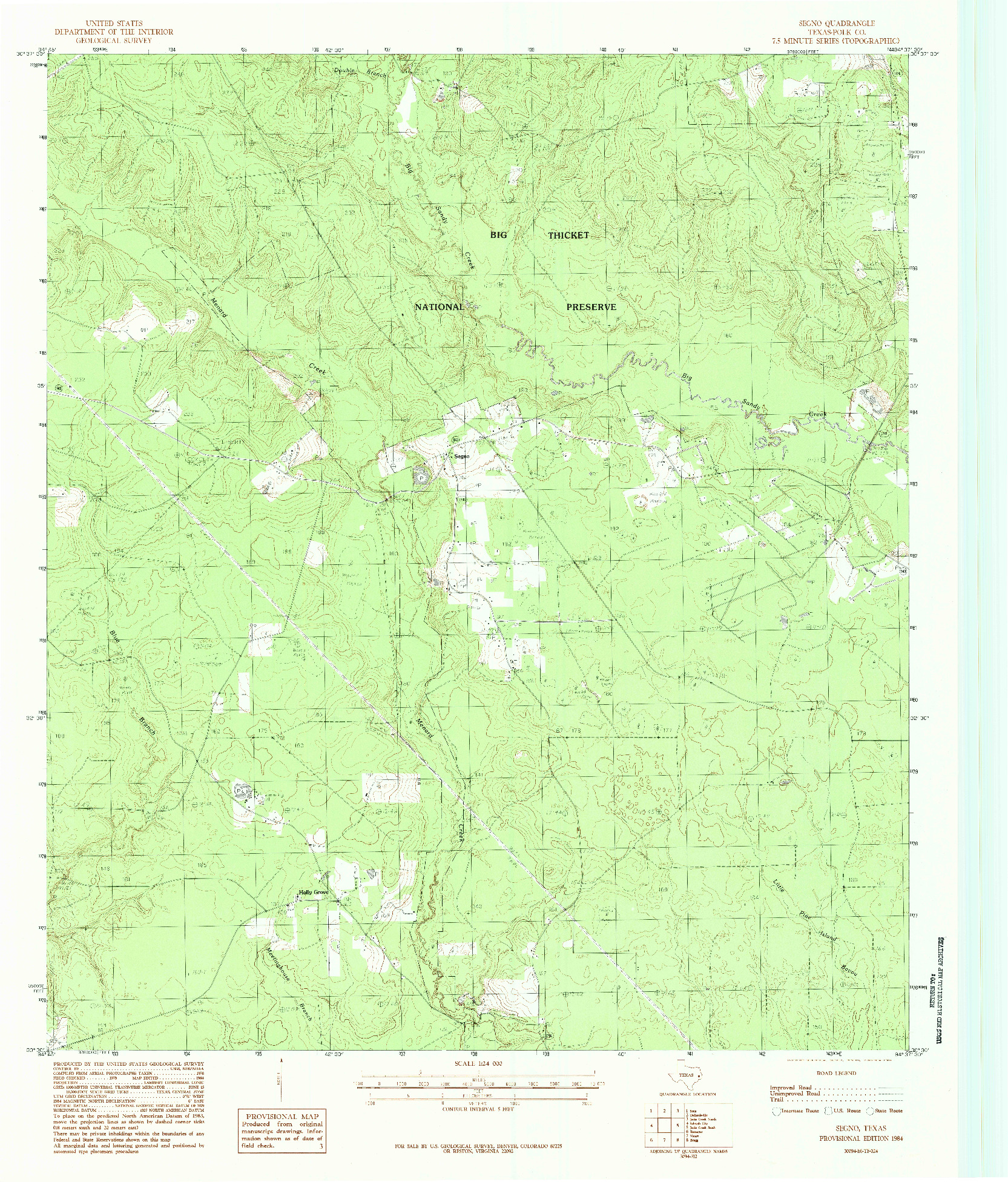 USGS 1:24000-SCALE QUADRANGLE FOR SEGNO, TX 1984