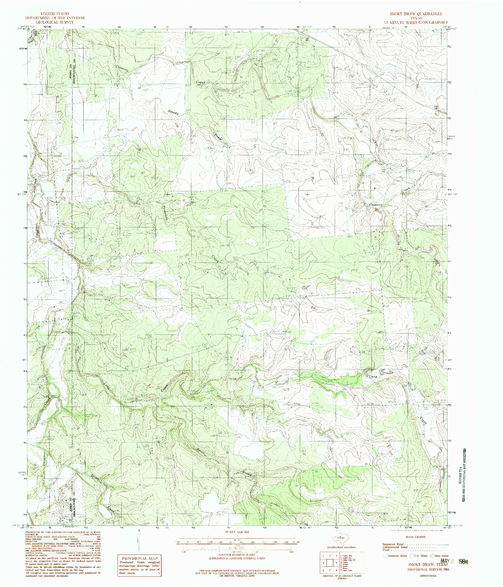 USGS 1:24000-SCALE QUADRANGLE FOR SMOKY DRAW, TX 1984