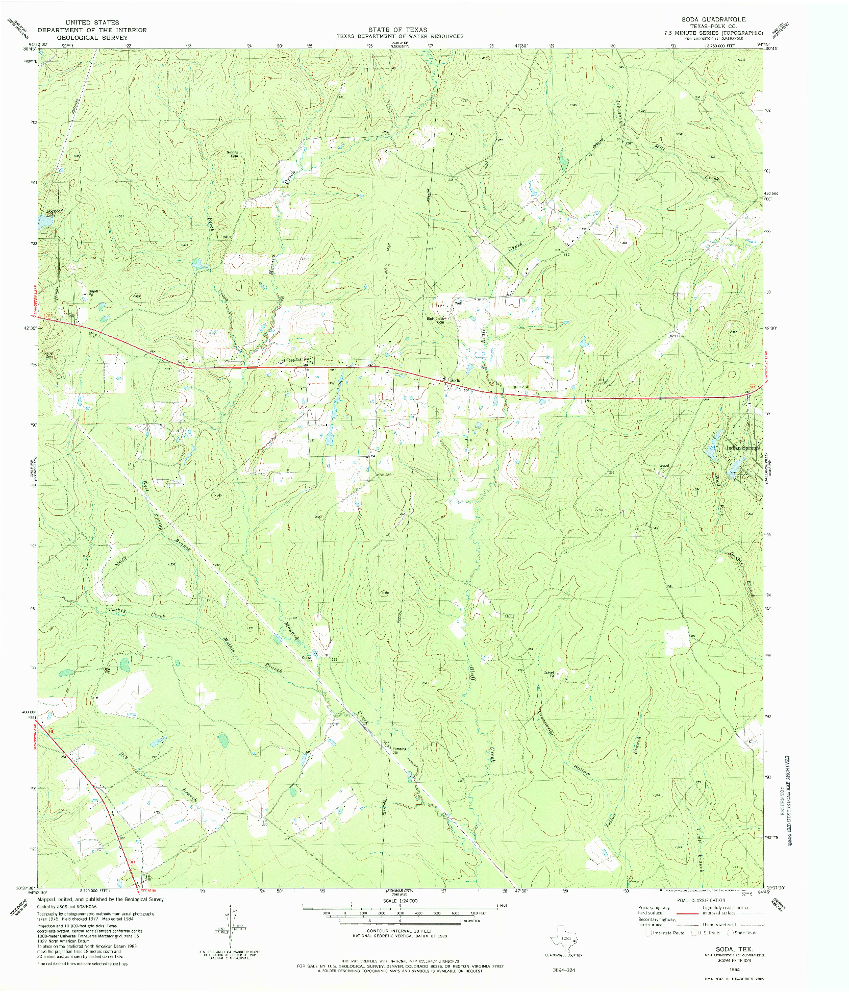 USGS 1:24000-SCALE QUADRANGLE FOR SODA, TX 1984