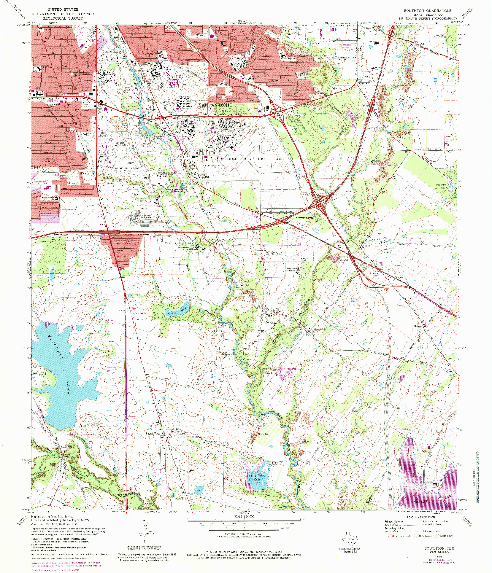 USGS 1:24000-SCALE QUADRANGLE FOR SOUTHTON, TX 1967