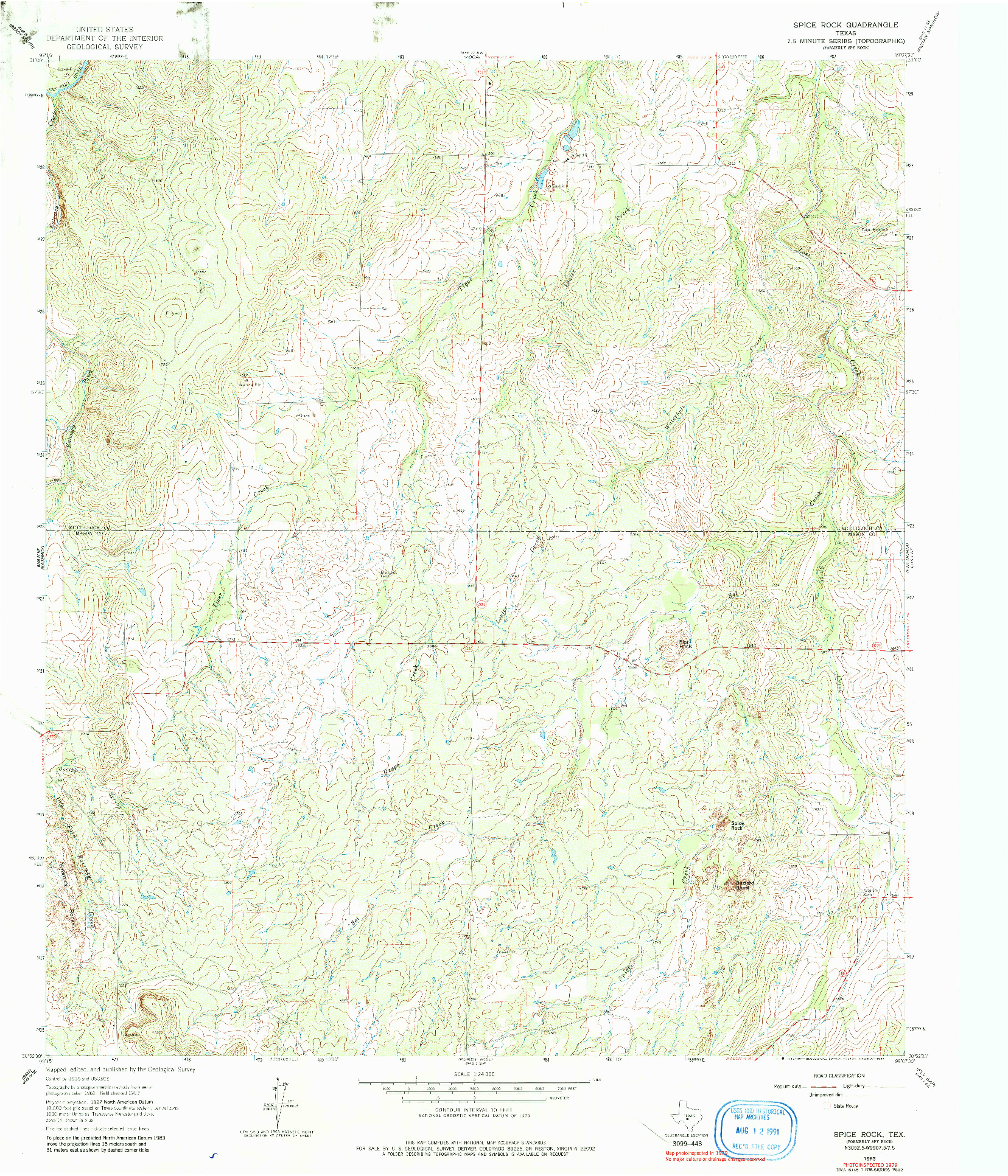 USGS 1:24000-SCALE QUADRANGLE FOR SPICE ROCK, TX 1963