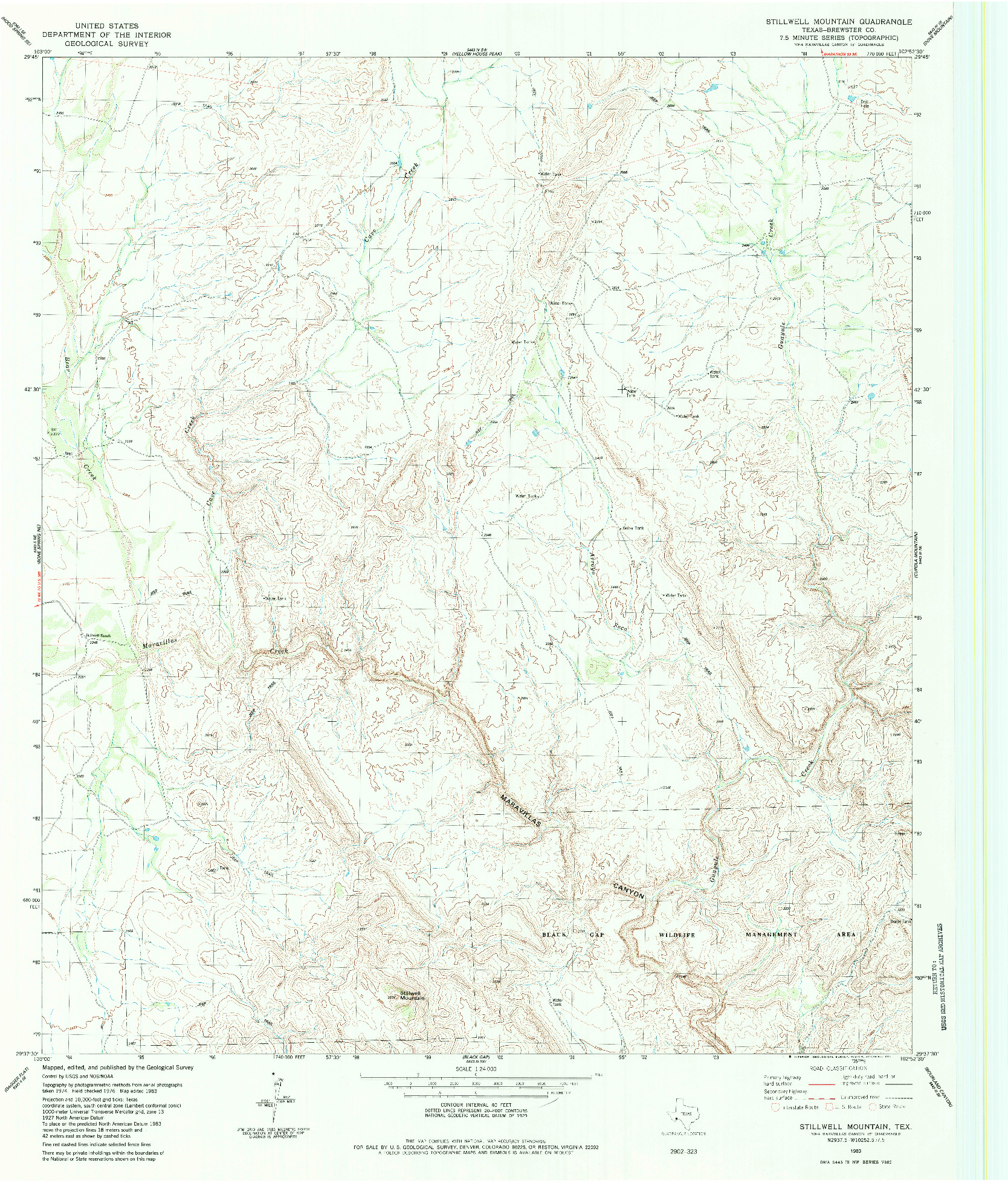 USGS 1:24000-SCALE QUADRANGLE FOR STILLWELL MOUNTAIN, TX 1983