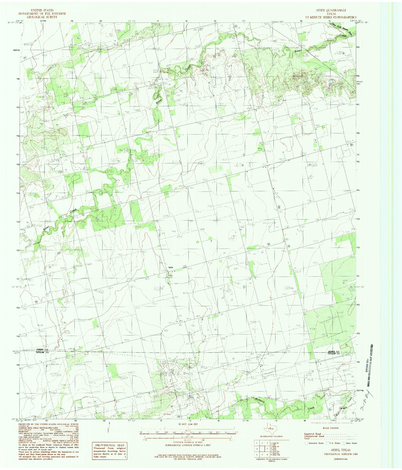 USGS 1:24000-SCALE QUADRANGLE FOR STITH, TX 1984