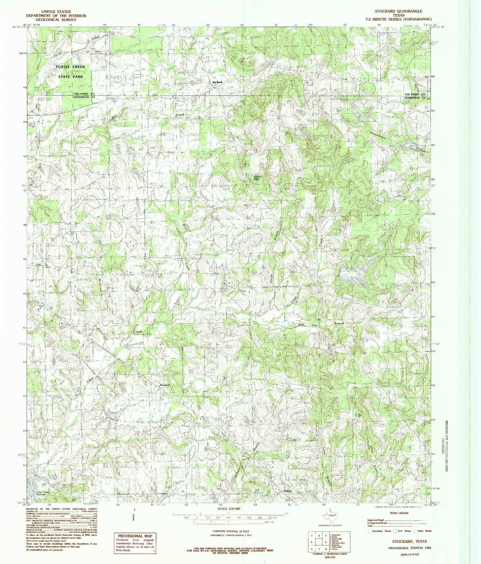 USGS 1:24000-SCALE QUADRANGLE FOR STOCKARD, TX 1984