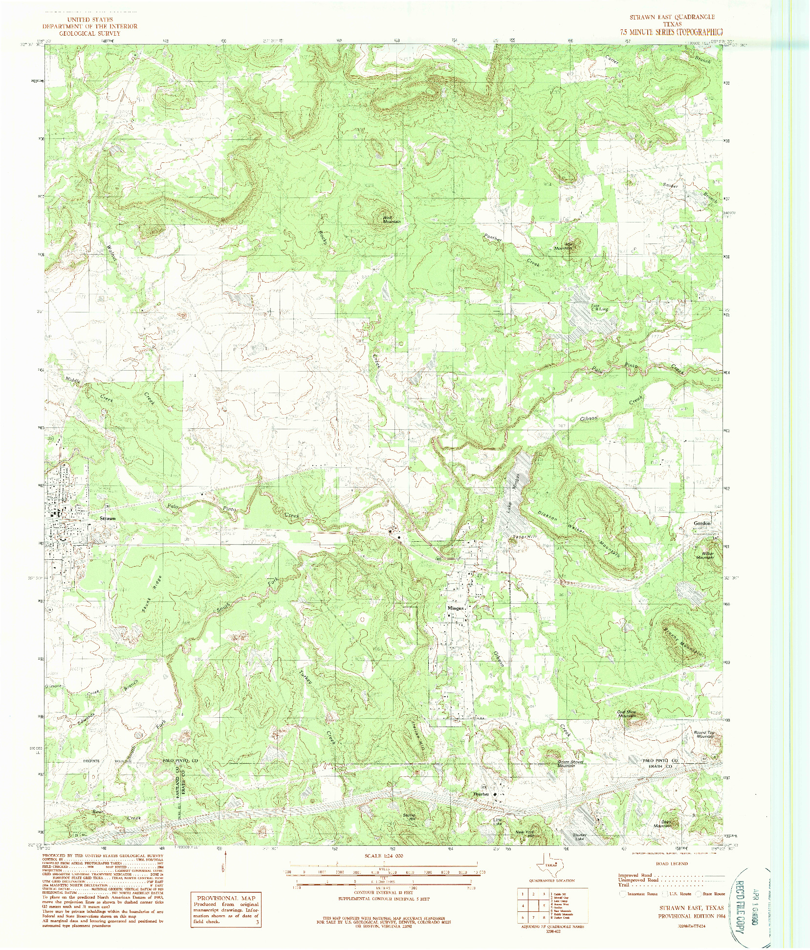 USGS 1:24000-SCALE QUADRANGLE FOR STRAWN EAST, TX 1984