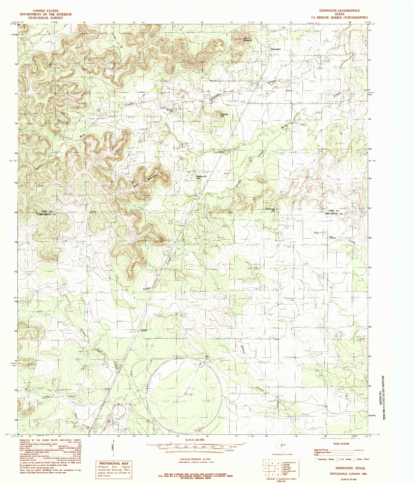 USGS 1:24000-SCALE QUADRANGLE FOR TENNYSON, TX 1984