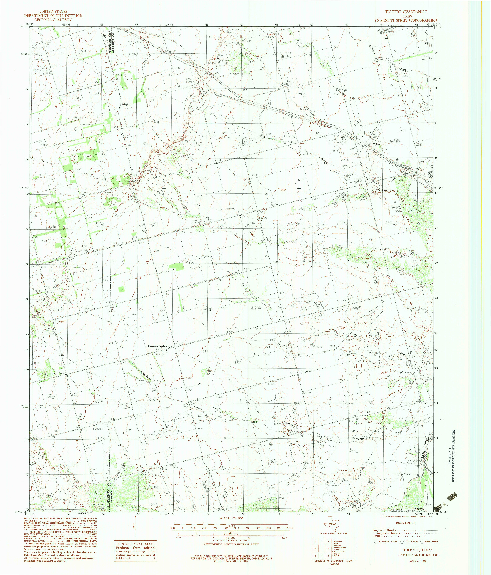 USGS 1:24000-SCALE QUADRANGLE FOR TOLBERT, TX 1983