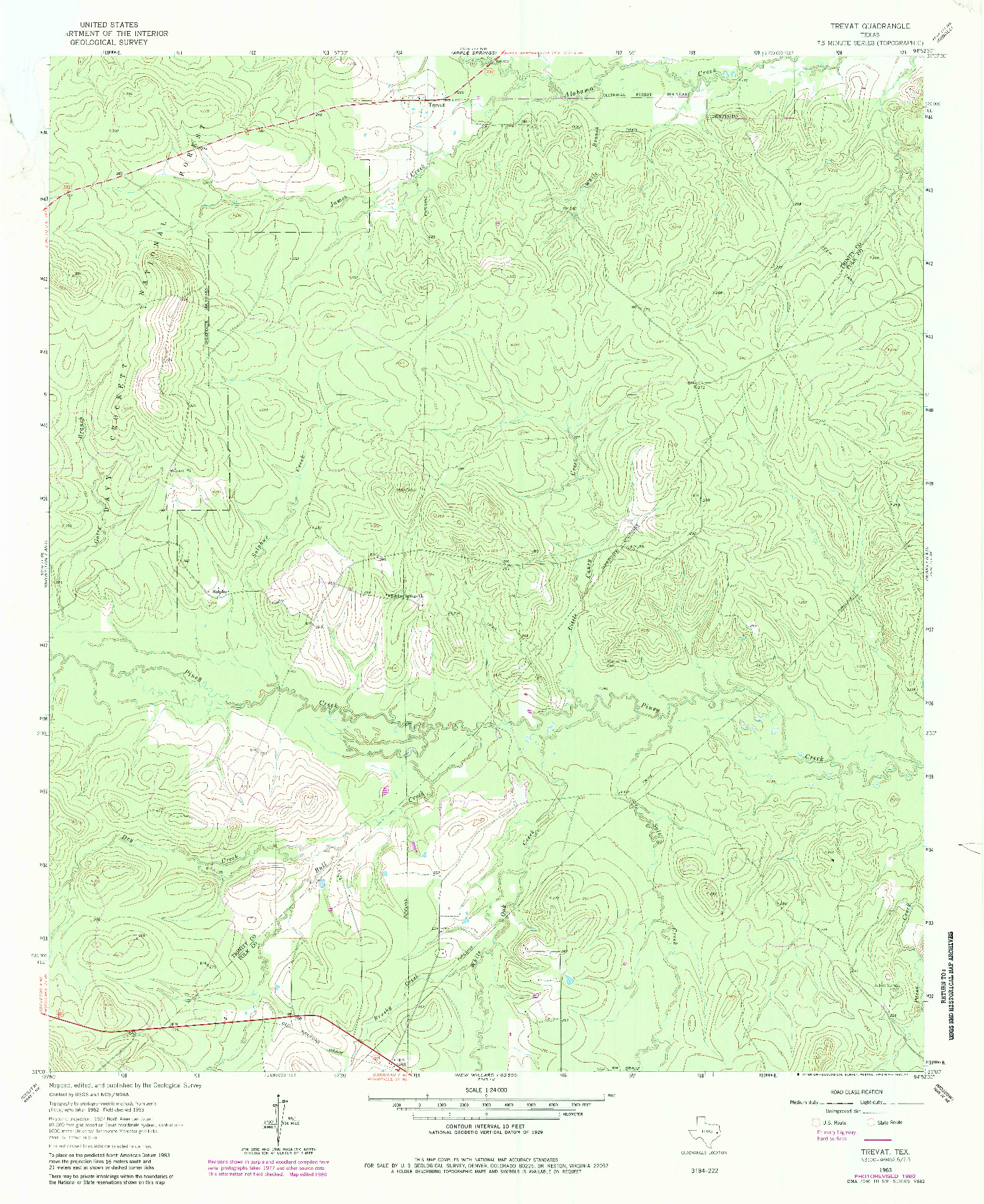 USGS 1:24000-SCALE QUADRANGLE FOR TREVAT, TX 1963