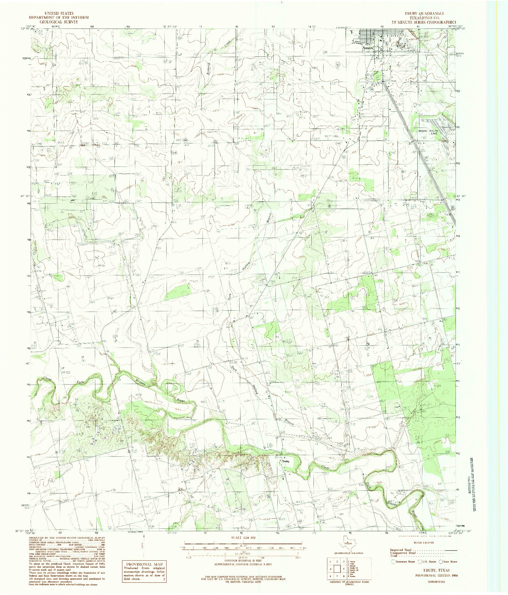 USGS 1:24000-SCALE QUADRANGLE FOR TRUBY, TX 1984