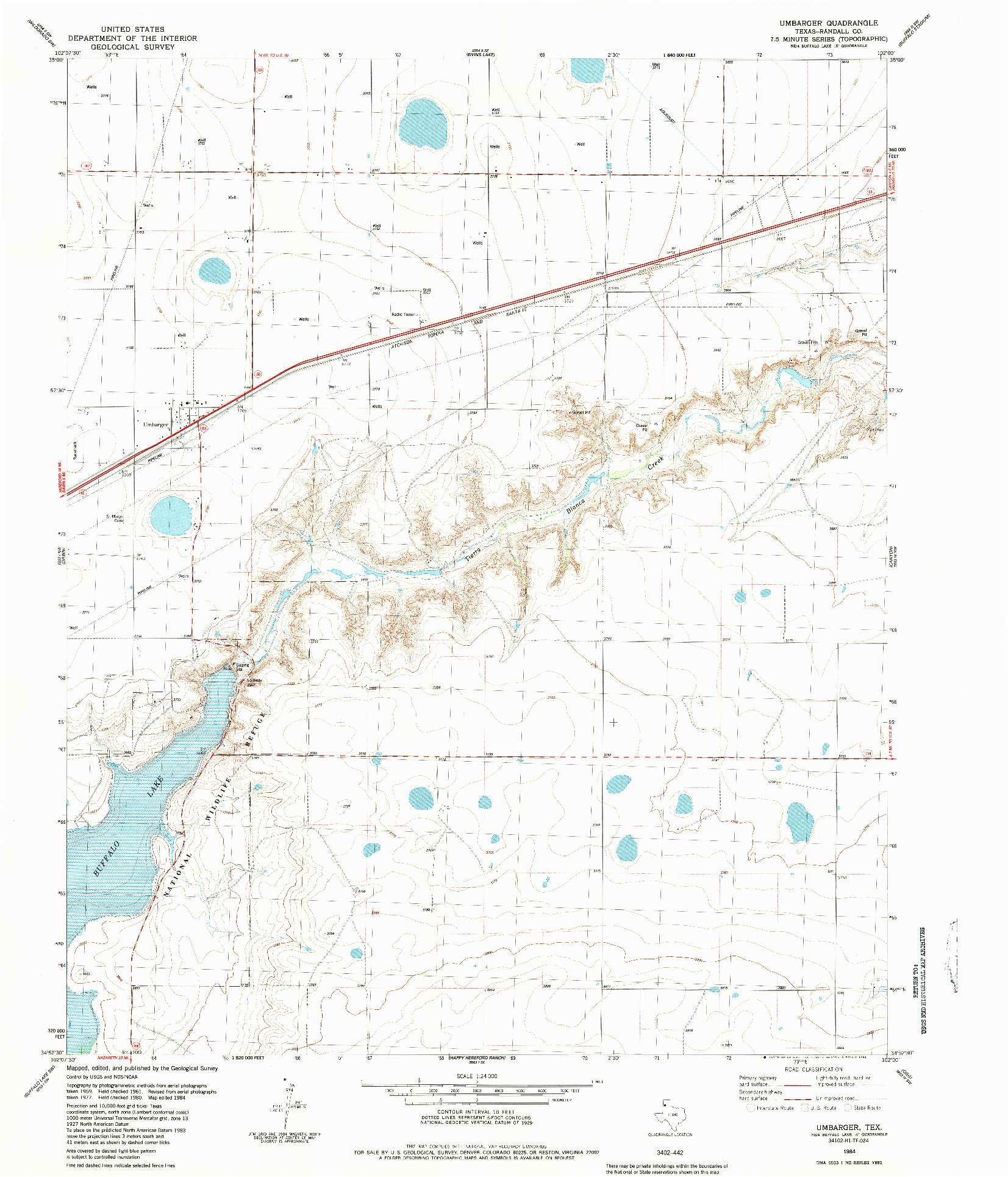 USGS 1:24000-SCALE QUADRANGLE FOR UMBARGER, TX 1984