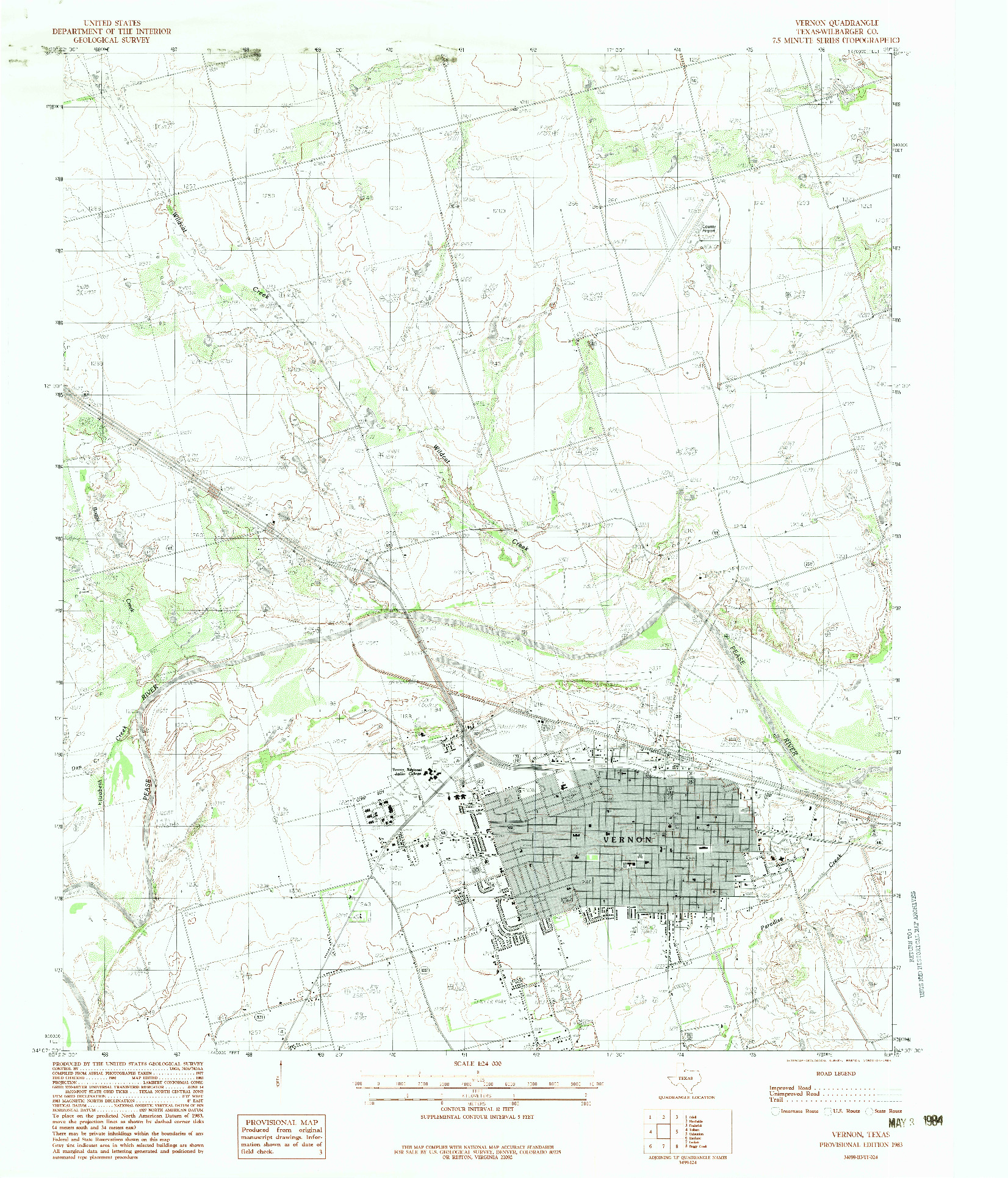 USGS 1:24000-SCALE QUADRANGLE FOR VERNON, TX 1983