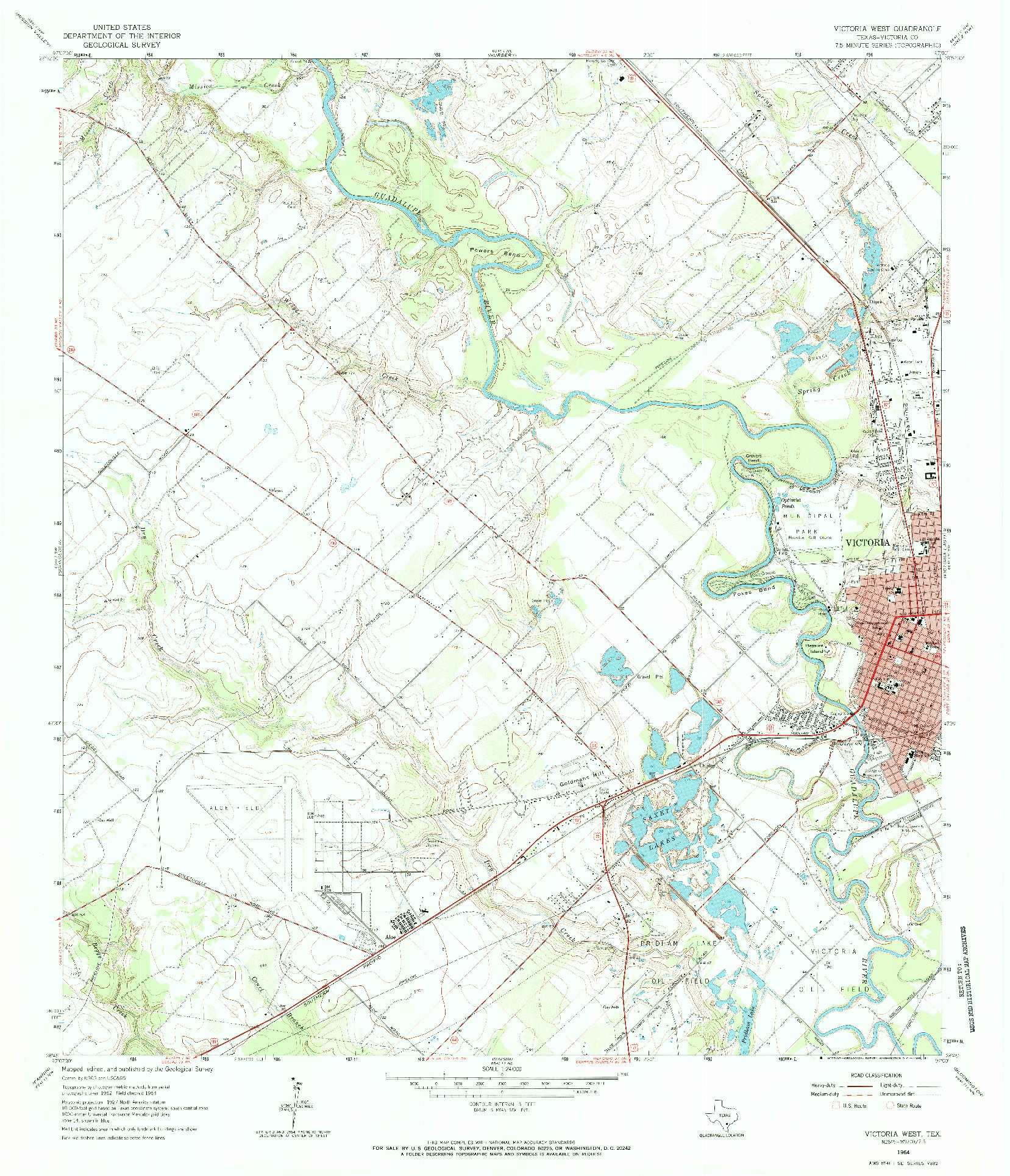 USGS 1:24000-SCALE QUADRANGLE FOR VICTORIA WEST, TX 1964