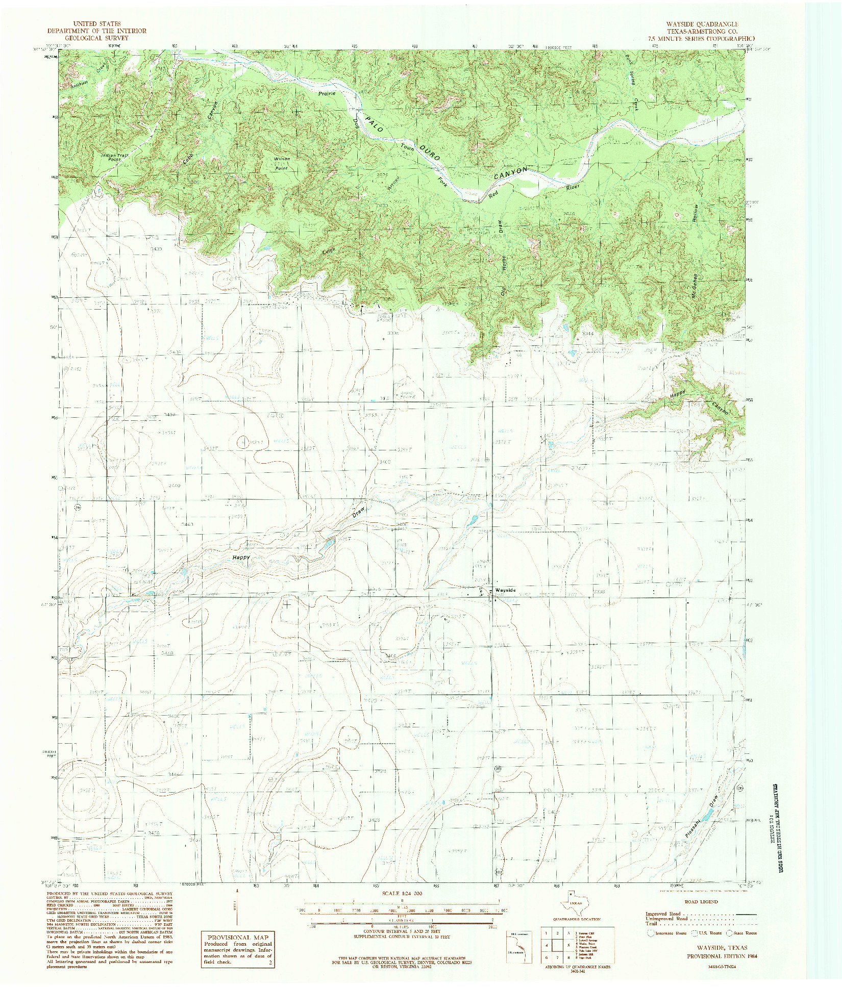 USGS 1:24000-SCALE QUADRANGLE FOR WAYSIDE, TX 1984