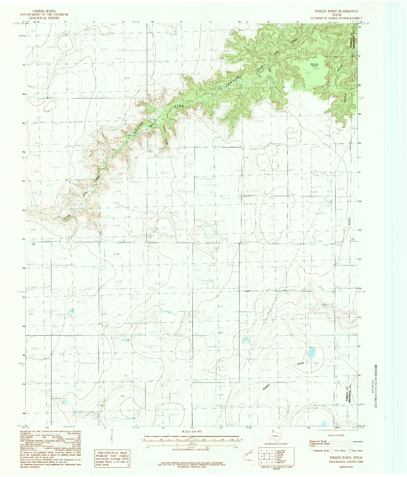 USGS 1:24000-SCALE QUADRANGLE FOR WESLEY POINT, TX 1984