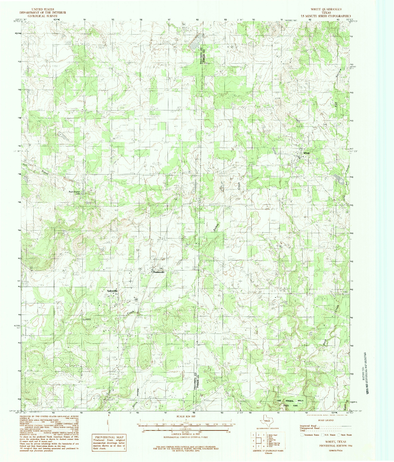 USGS 1:24000-SCALE QUADRANGLE FOR WHITT, TX 1984