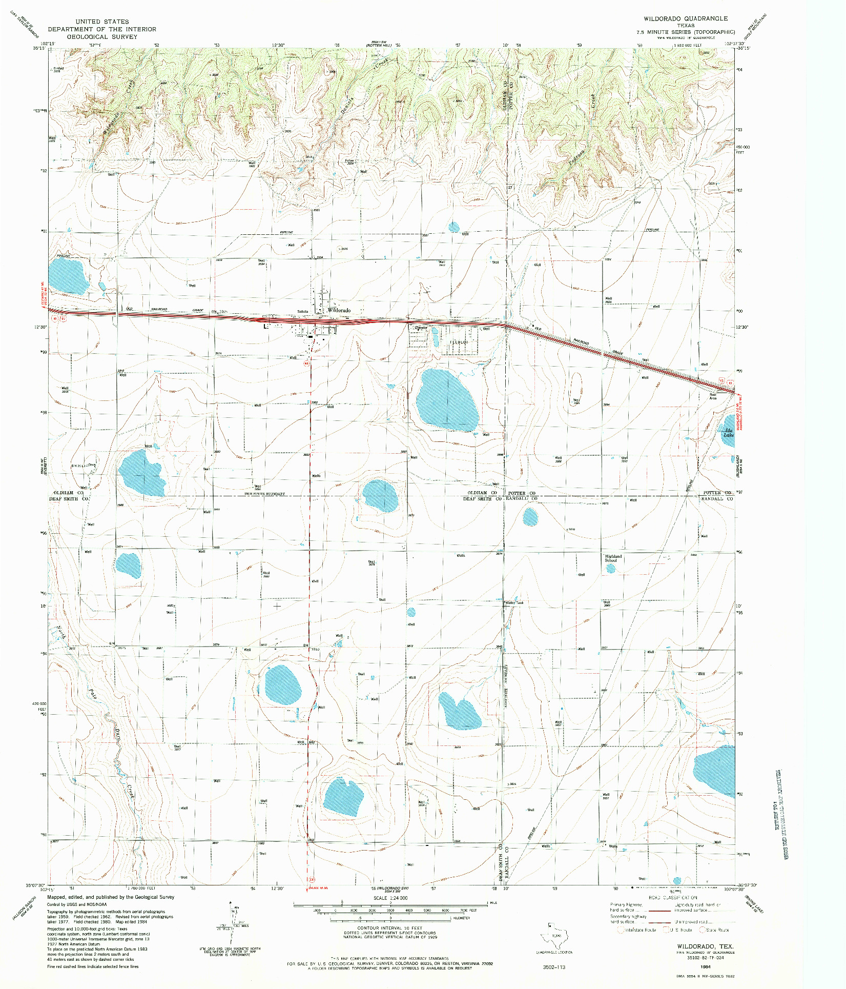 USGS 1:24000-SCALE QUADRANGLE FOR WILDORADO, TX 1984