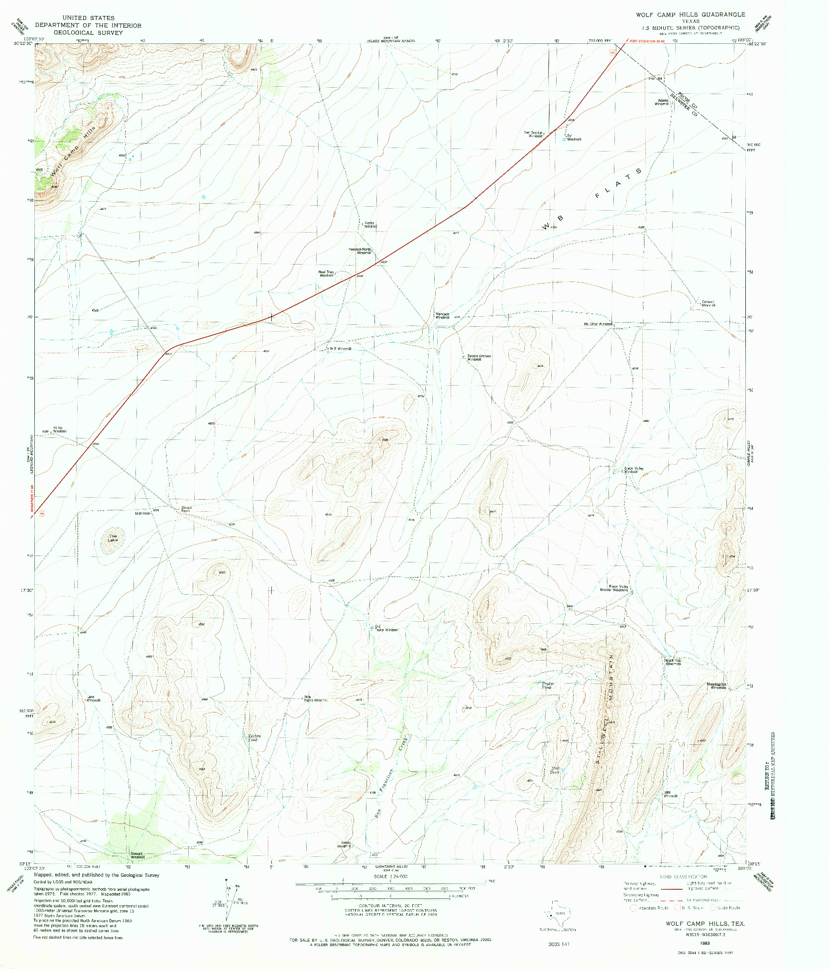 USGS 1:24000-SCALE QUADRANGLE FOR WOLF CAMP HILLS, TX 1983