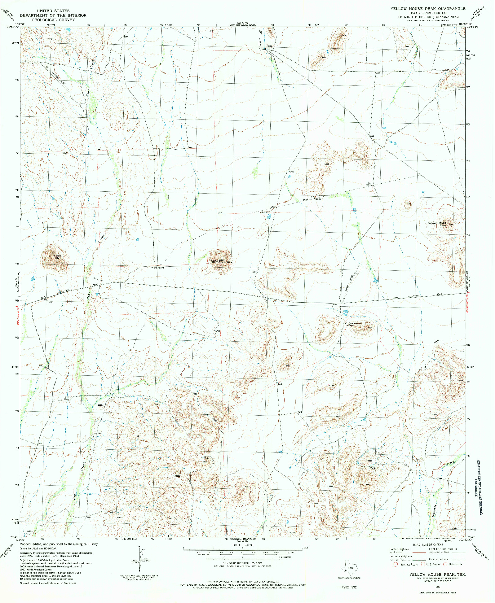 USGS 1:24000-SCALE QUADRANGLE FOR YELLOW HOUSE PEAK, TX 1983