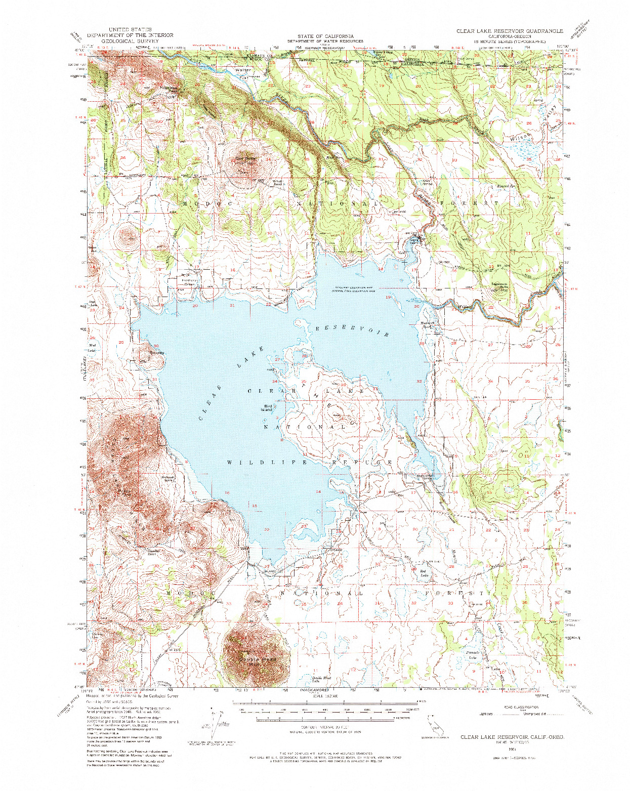 USGS 1:62500-SCALE QUADRANGLE FOR CLEAR LAKE RESERVOIR, CA 1951