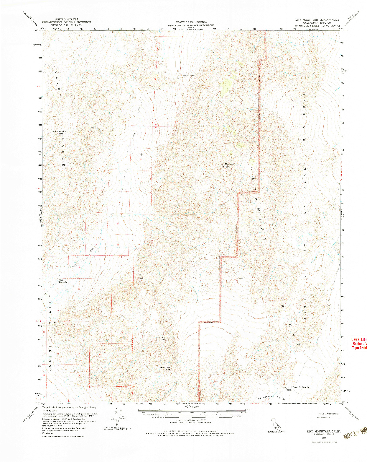 USGS 1:62500-SCALE QUADRANGLE FOR DRY MOUNTAIN, CA 1957