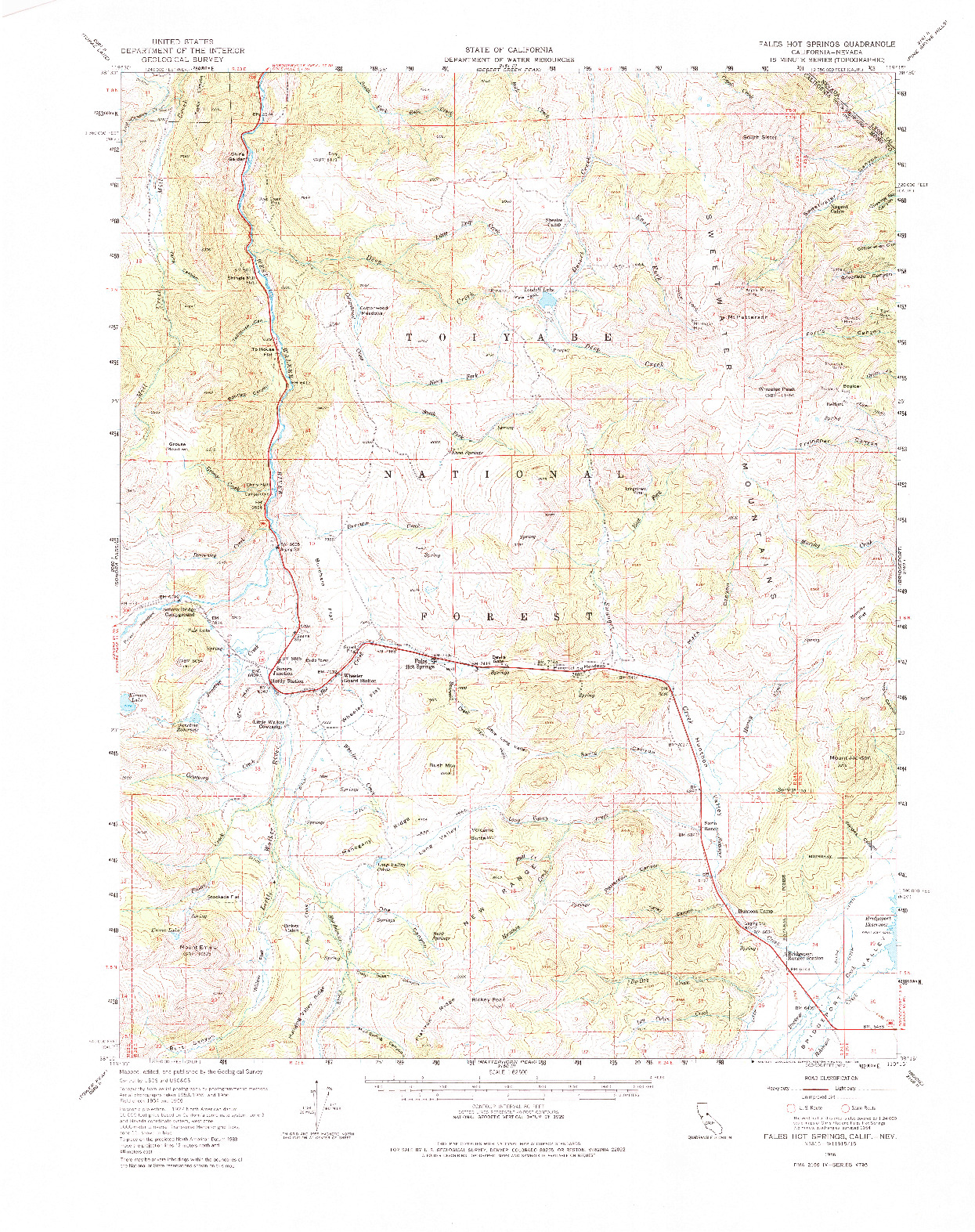 USGS 1:62500-SCALE QUADRANGLE FOR FALES HOT SPRINGS, CA 1956