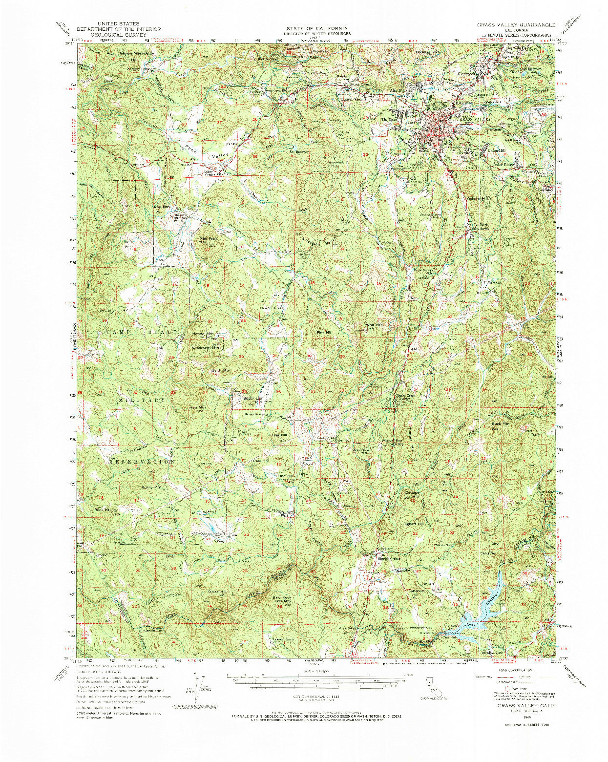 USGS 1:62500-SCALE QUADRANGLE FOR GRASS VALLEY, CA 1949