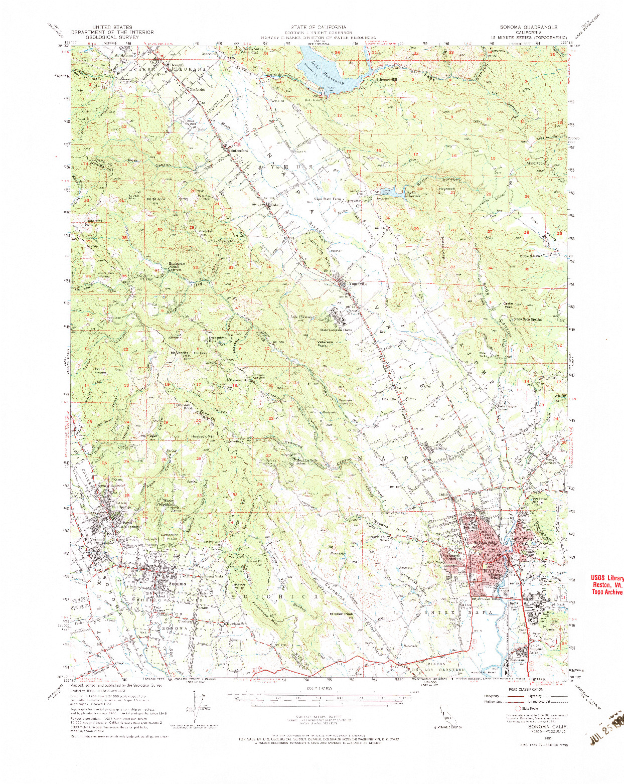 USGS 1:62500-SCALE QUADRANGLE FOR SONOMA, CA 1951