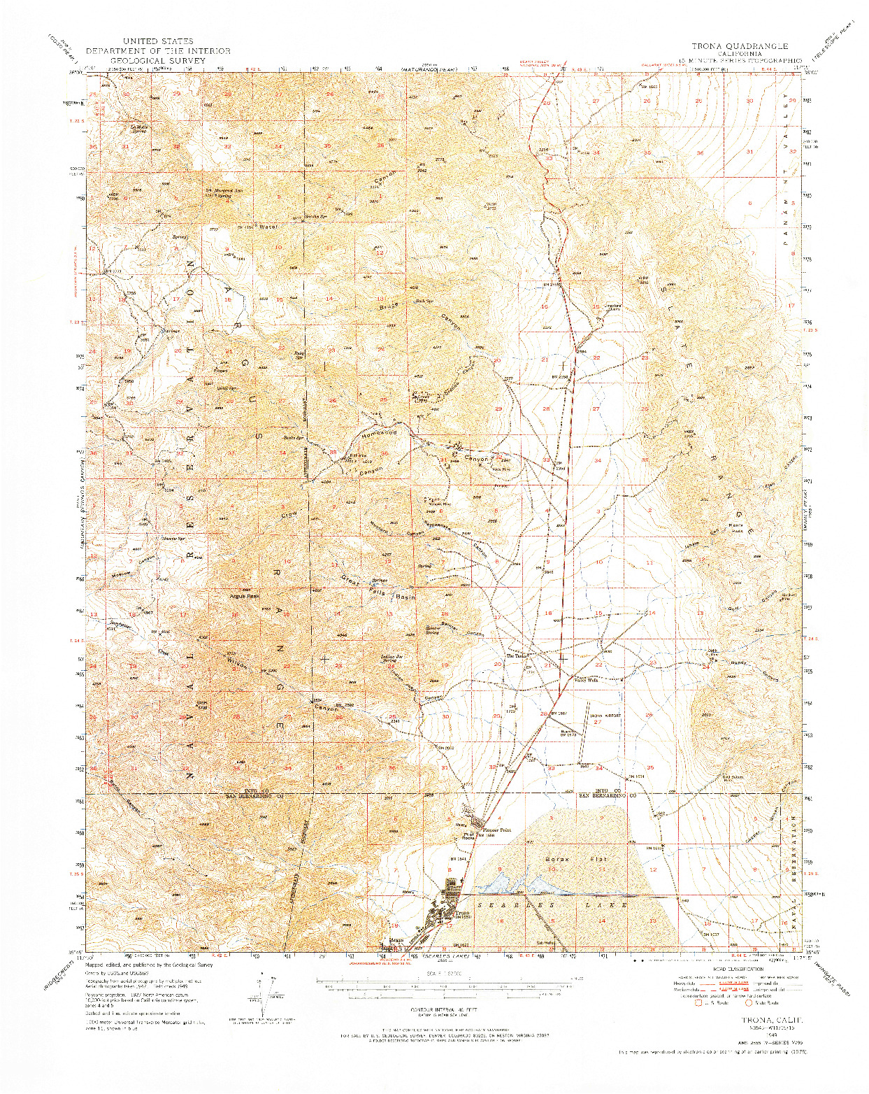 USGS 1:62500-SCALE QUADRANGLE FOR TRONA, CA 1949