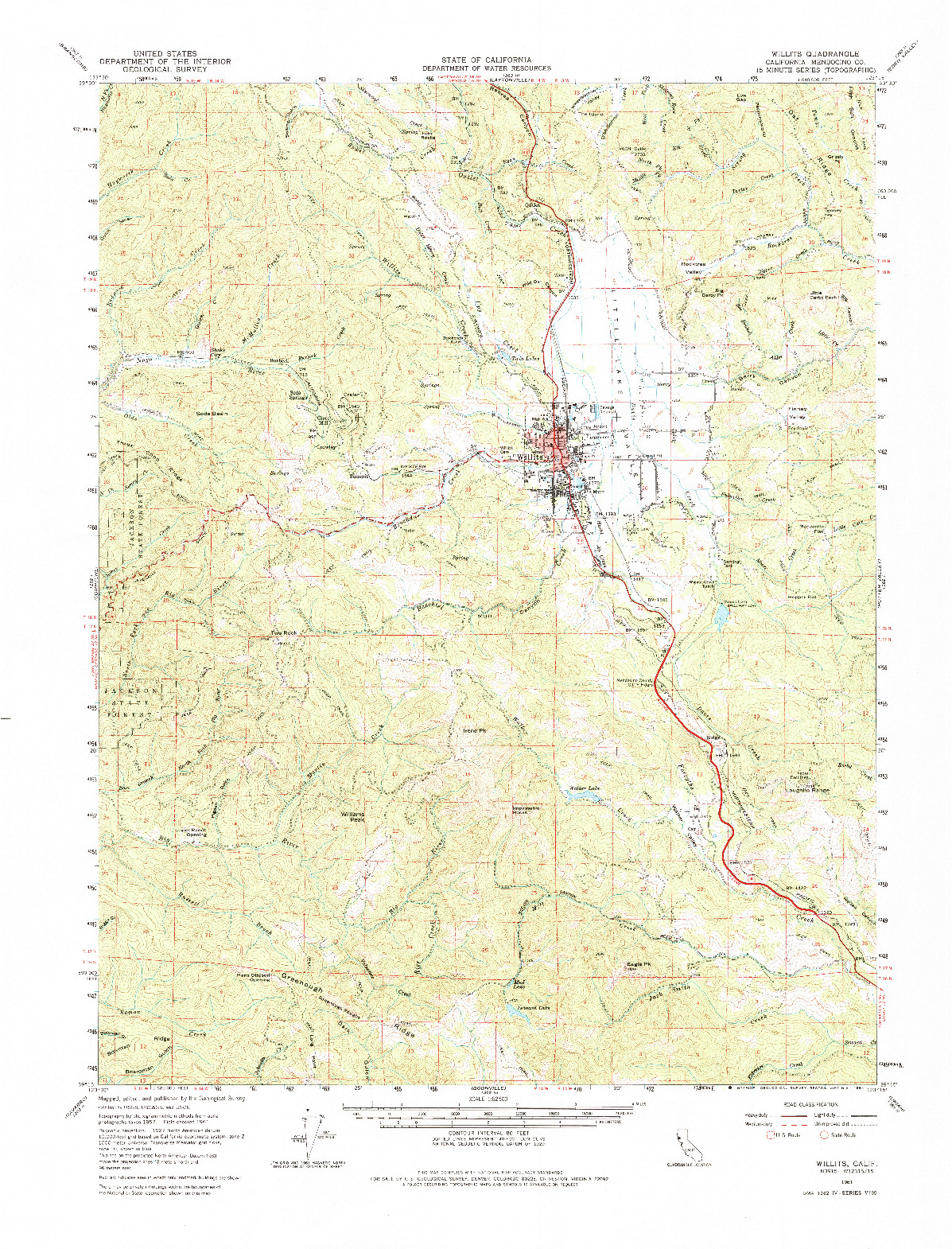 USGS 1:62500-SCALE QUADRANGLE FOR WILLITS, CA 1961