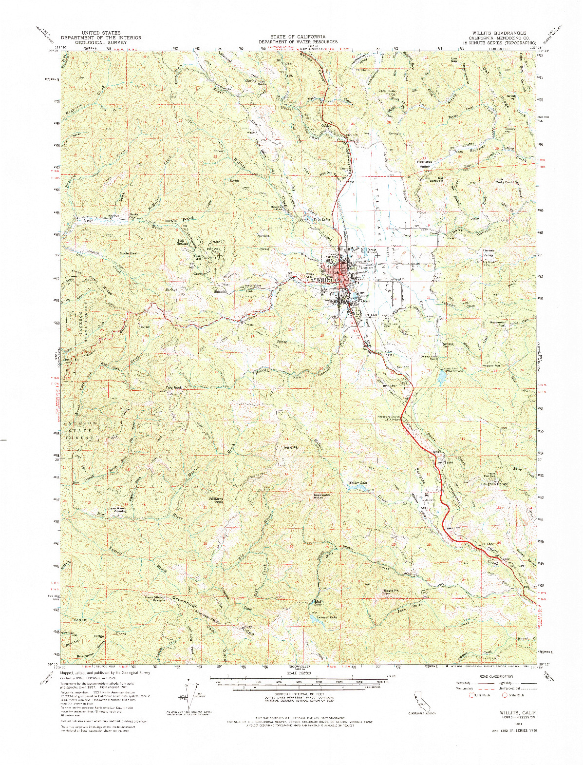 USGS 1:62500-SCALE QUADRANGLE FOR WILLITS, CA 1961