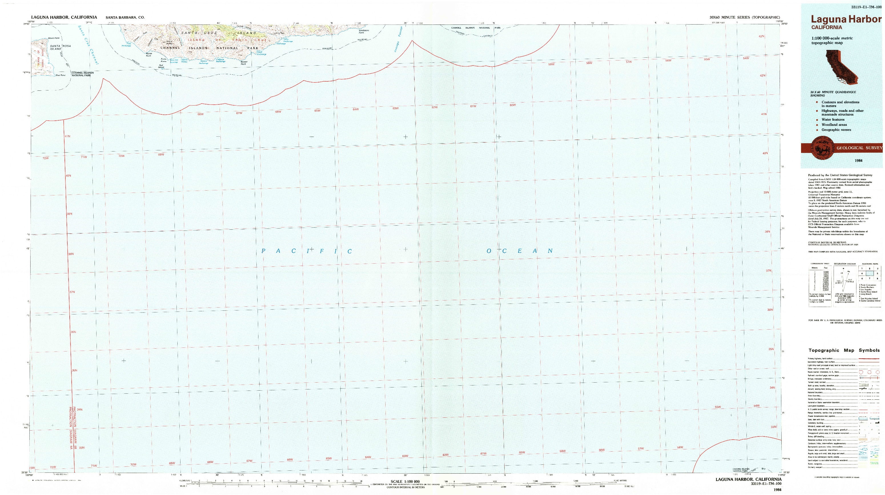 USGS 1:100000-SCALE QUADRANGLE FOR LAGUNA HARBOR, CA 1984