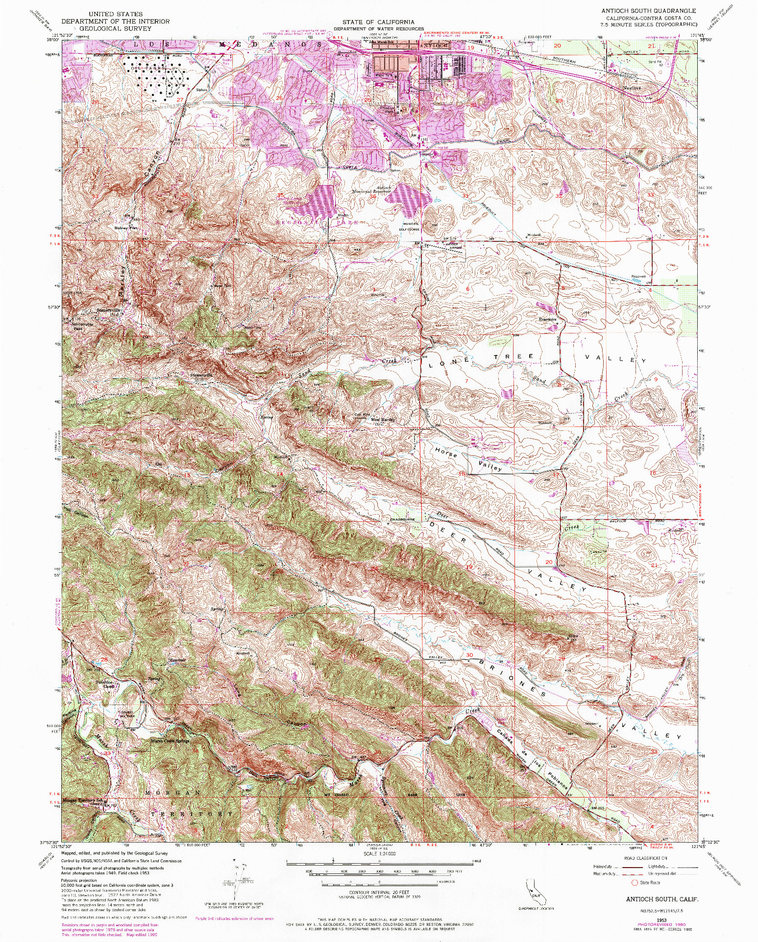 USGS 1:24000-SCALE QUADRANGLE FOR ANTIOCH SOUTH, CA 1953