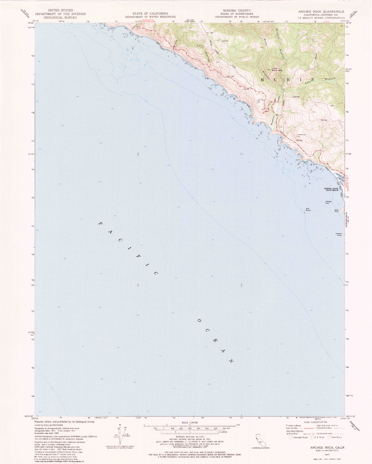 USGS 1:24000-SCALE QUADRANGLE FOR ARCHED ROCK, CA 1977