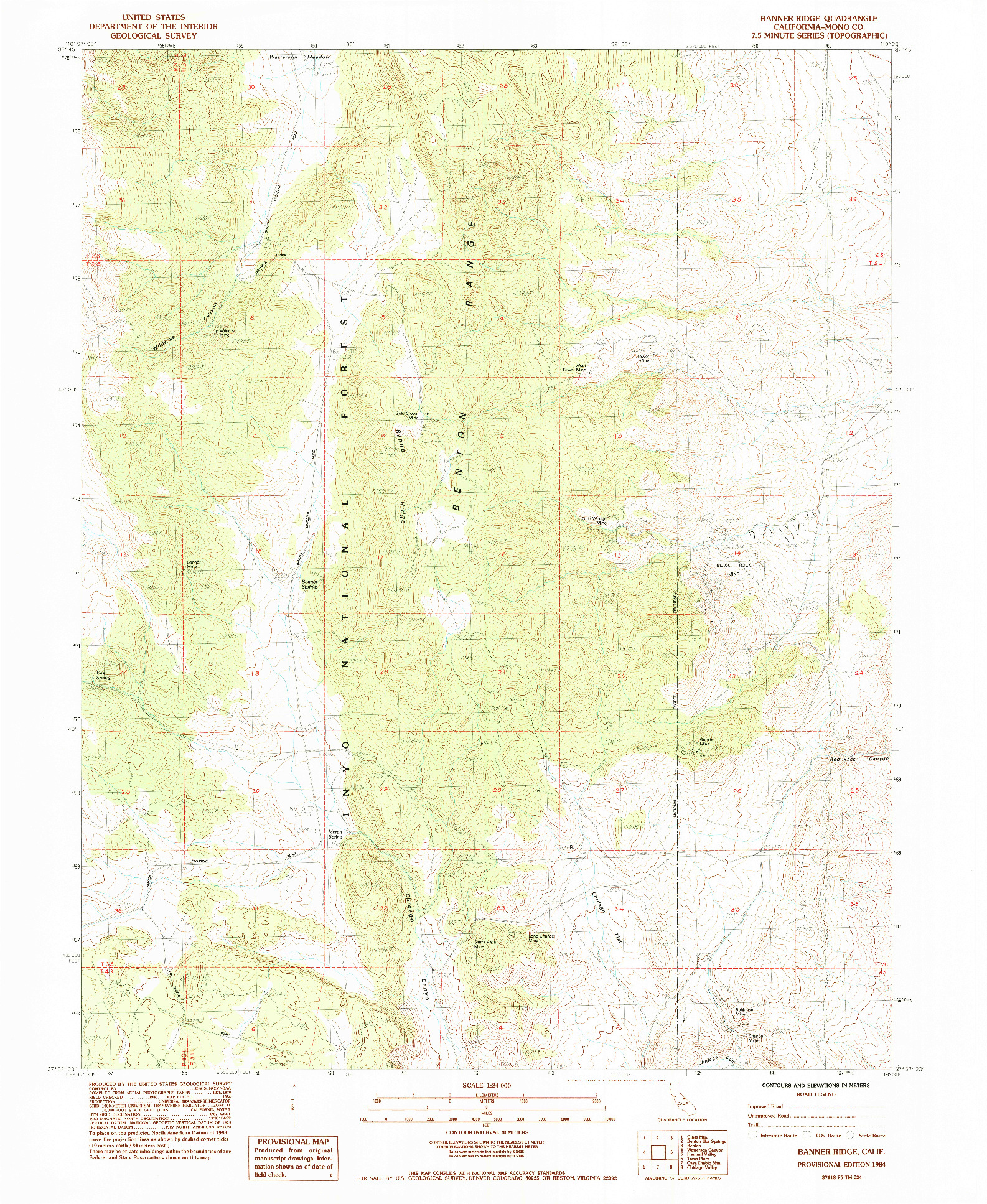 USGS 1:24000-SCALE QUADRANGLE FOR BANNER RIDGE, CA 1984