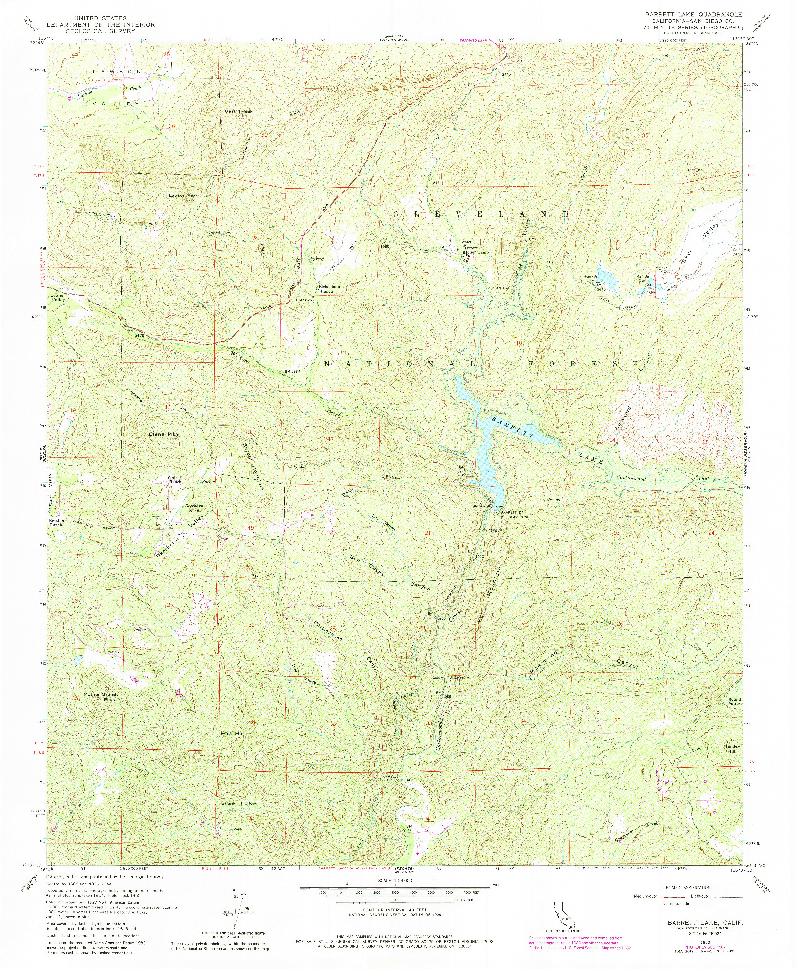 USGS 1:24000-SCALE QUADRANGLE FOR BARRETT LAKE, CA 1960