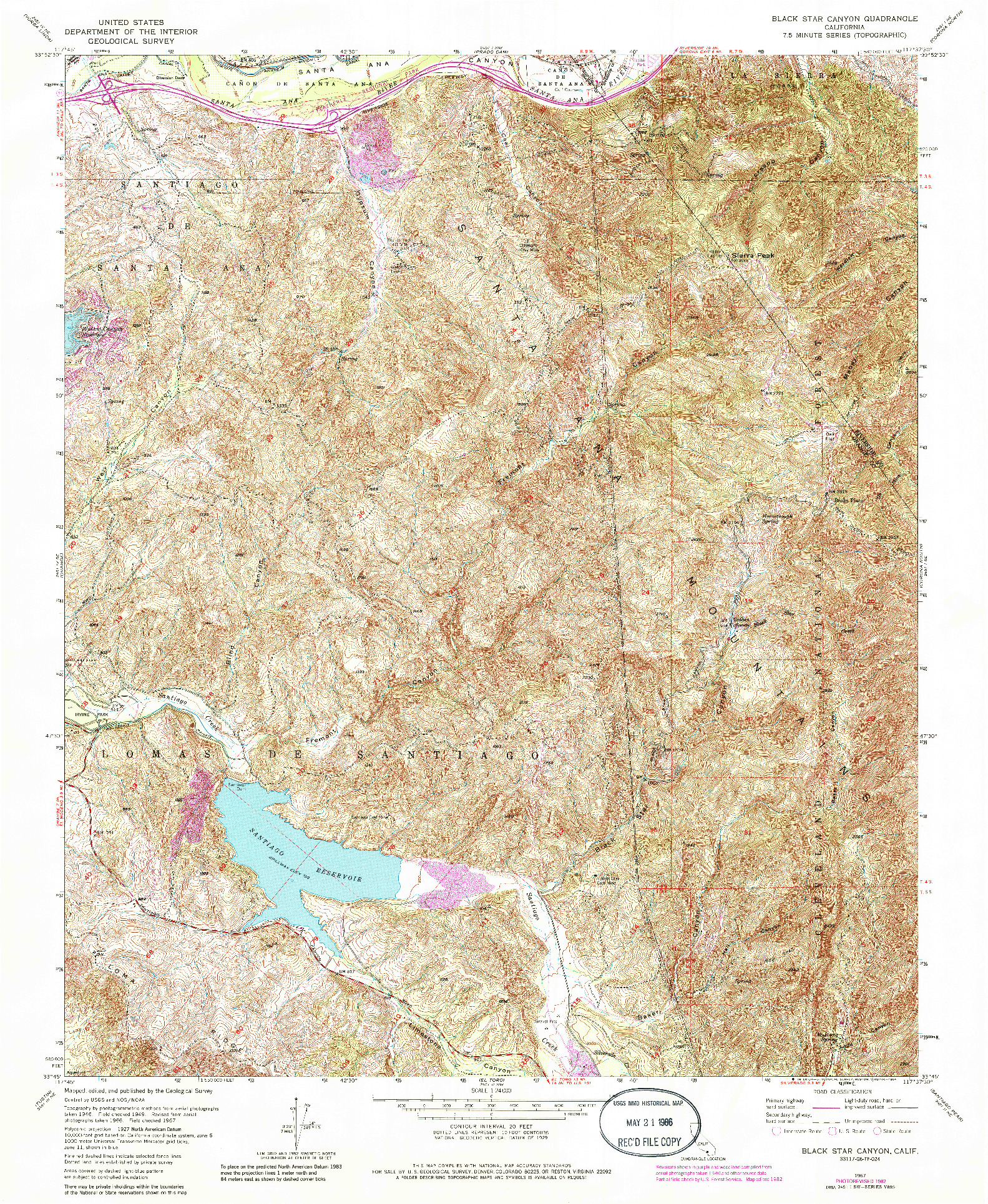 USGS 1:24000-SCALE QUADRANGLE FOR BLACK STAR CANYON, CA 1967