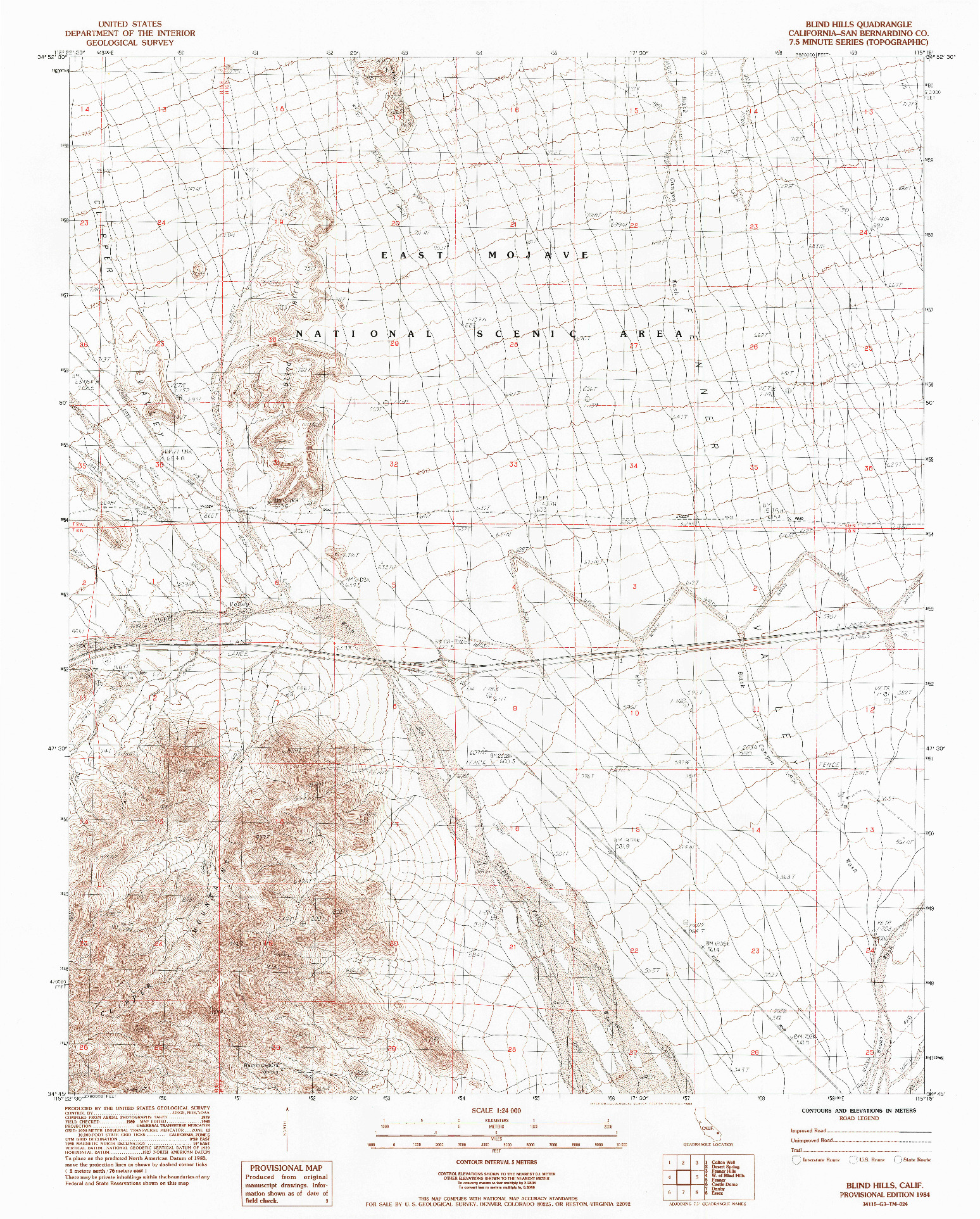 USGS 1:24000-SCALE QUADRANGLE FOR BLIND HILLS, CA 1984