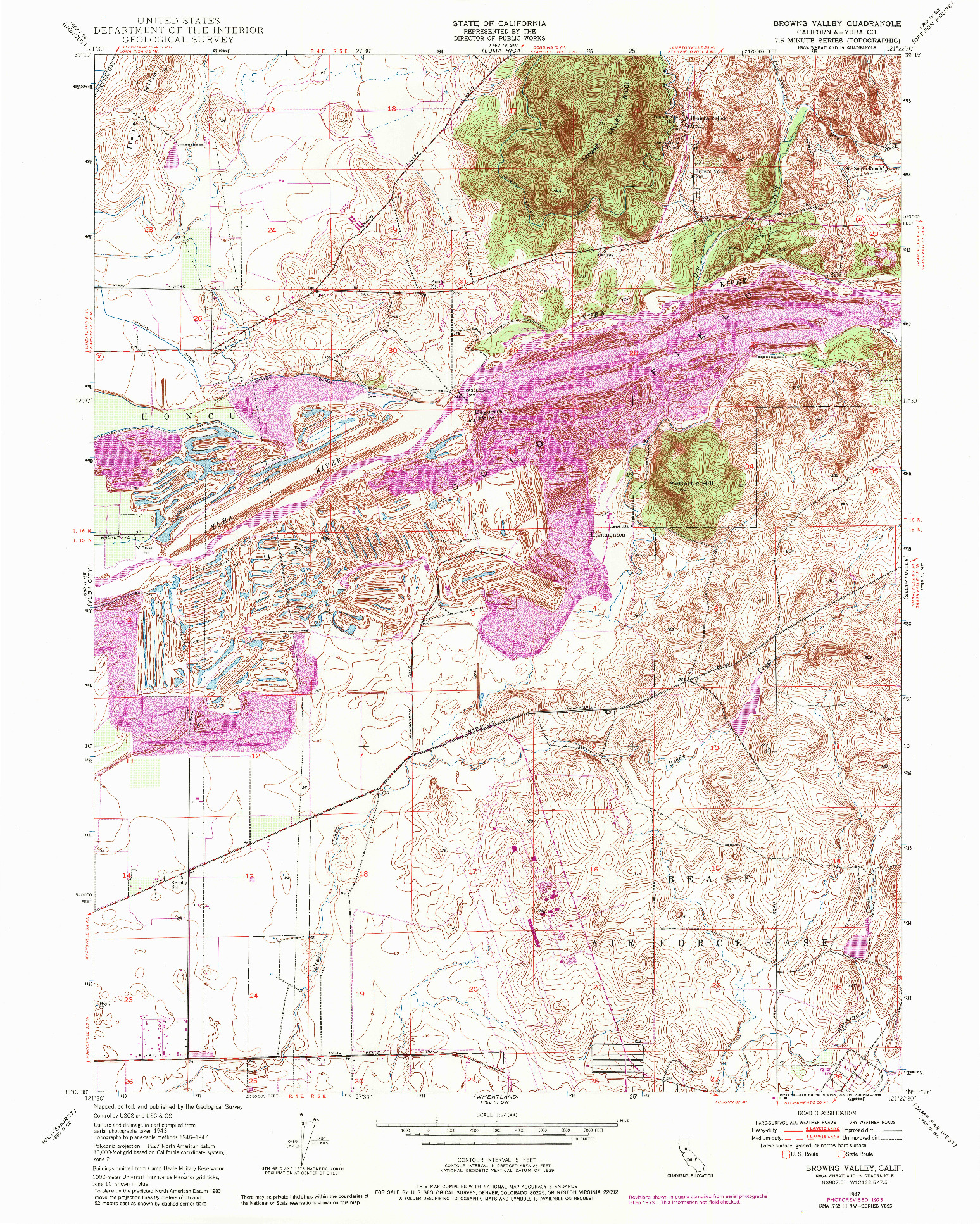 USGS 1:24000-SCALE QUADRANGLE FOR BROWNS VALLEY, CA 1947