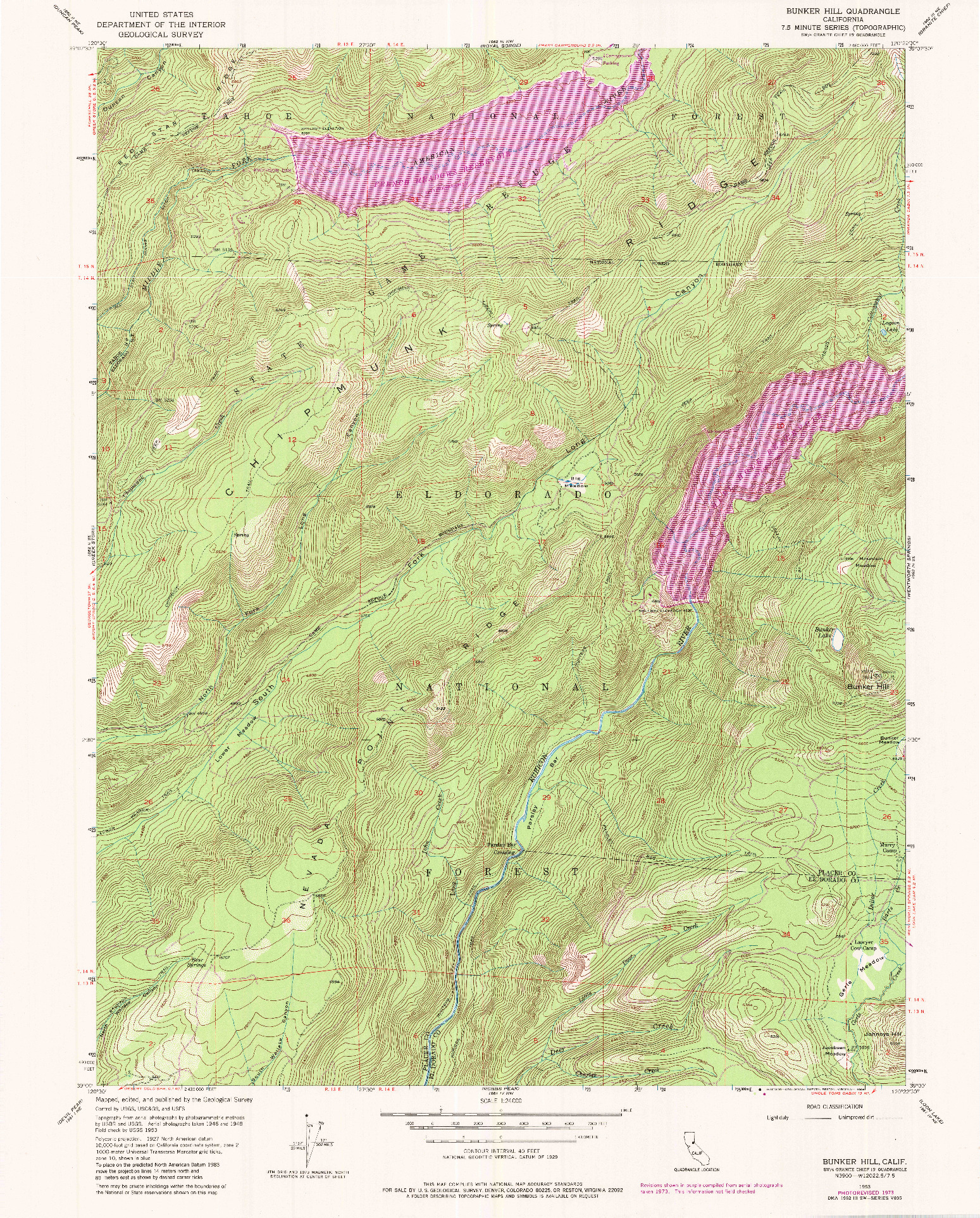 USGS 1:24000-SCALE QUADRANGLE FOR BUNKER HILL, CA 1953