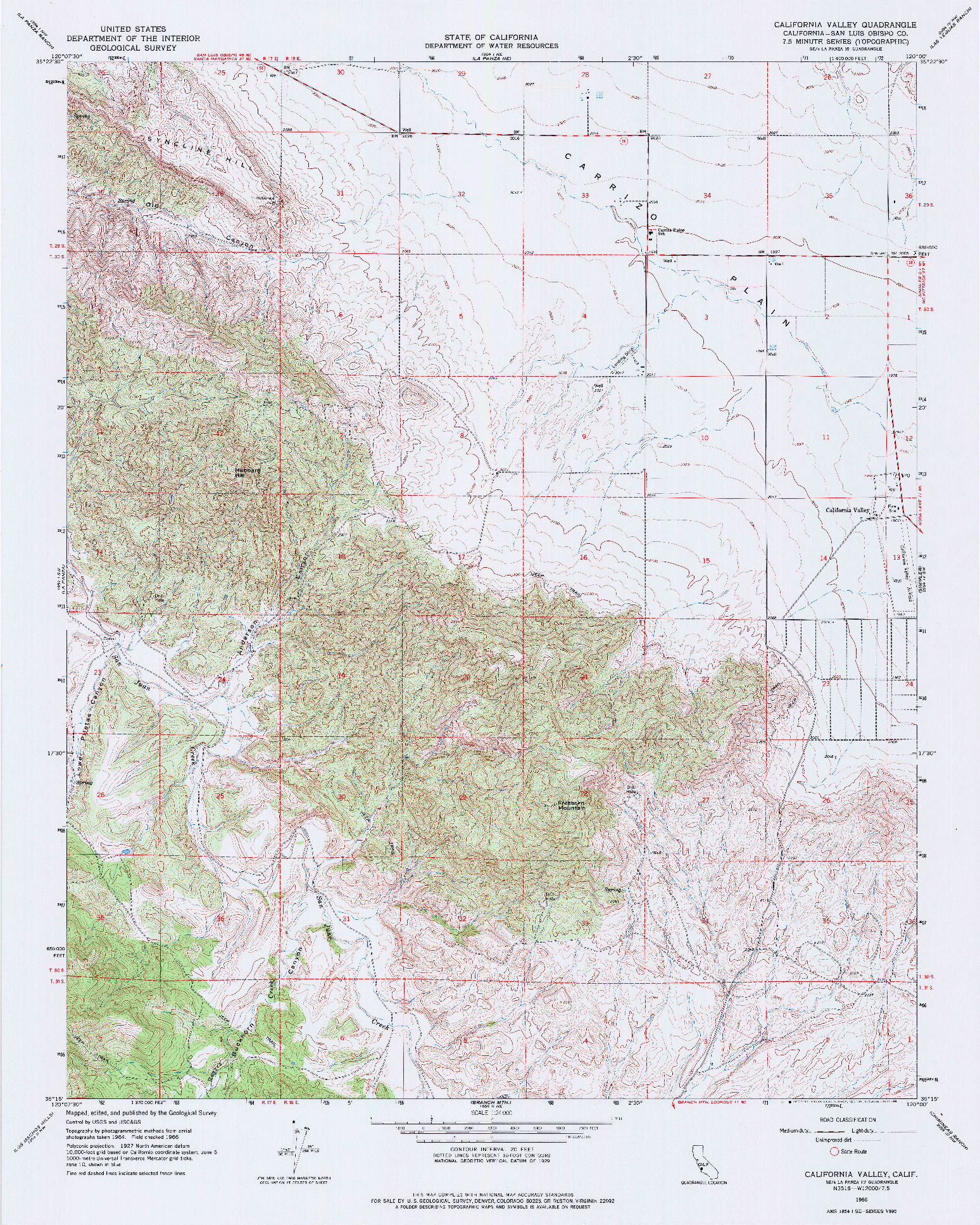 USGS 1:24000-SCALE QUADRANGLE FOR CALIFORNIA VALLEY, CA 1966