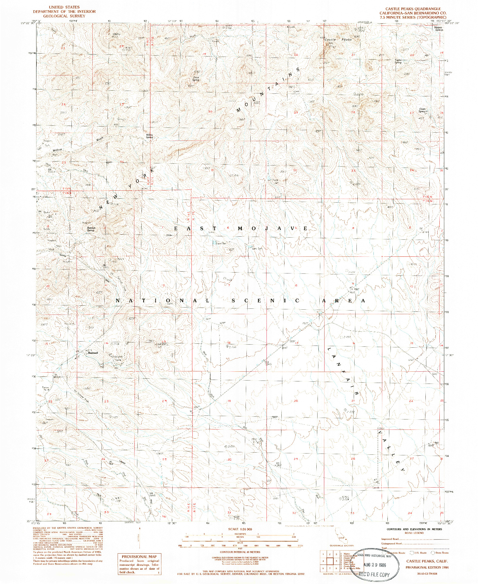 USGS 1:24000-SCALE QUADRANGLE FOR CASTLE PEAKS, CA 1984