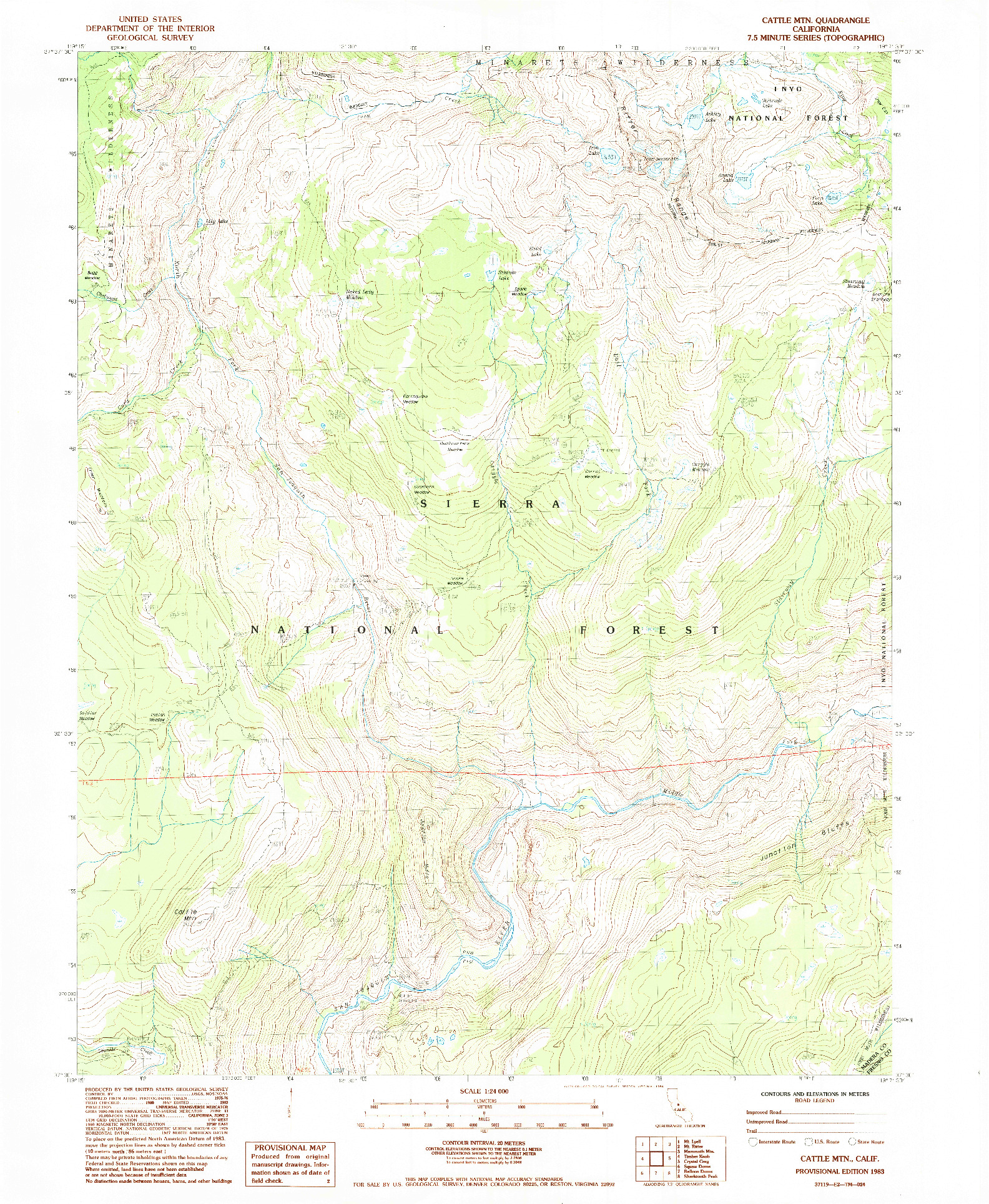 USGS 1:24000-SCALE QUADRANGLE FOR CATTLE MTN, CA 1983