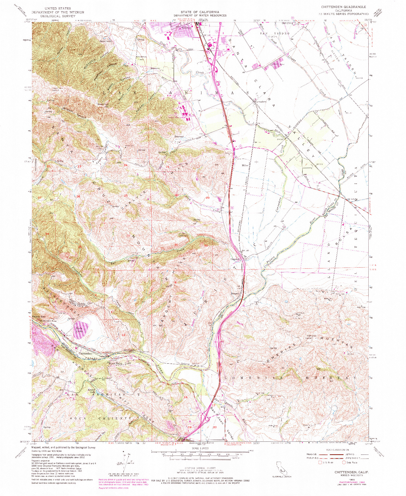 USGS 1:24000-SCALE QUADRANGLE FOR CHITTENDEN, CA 1955