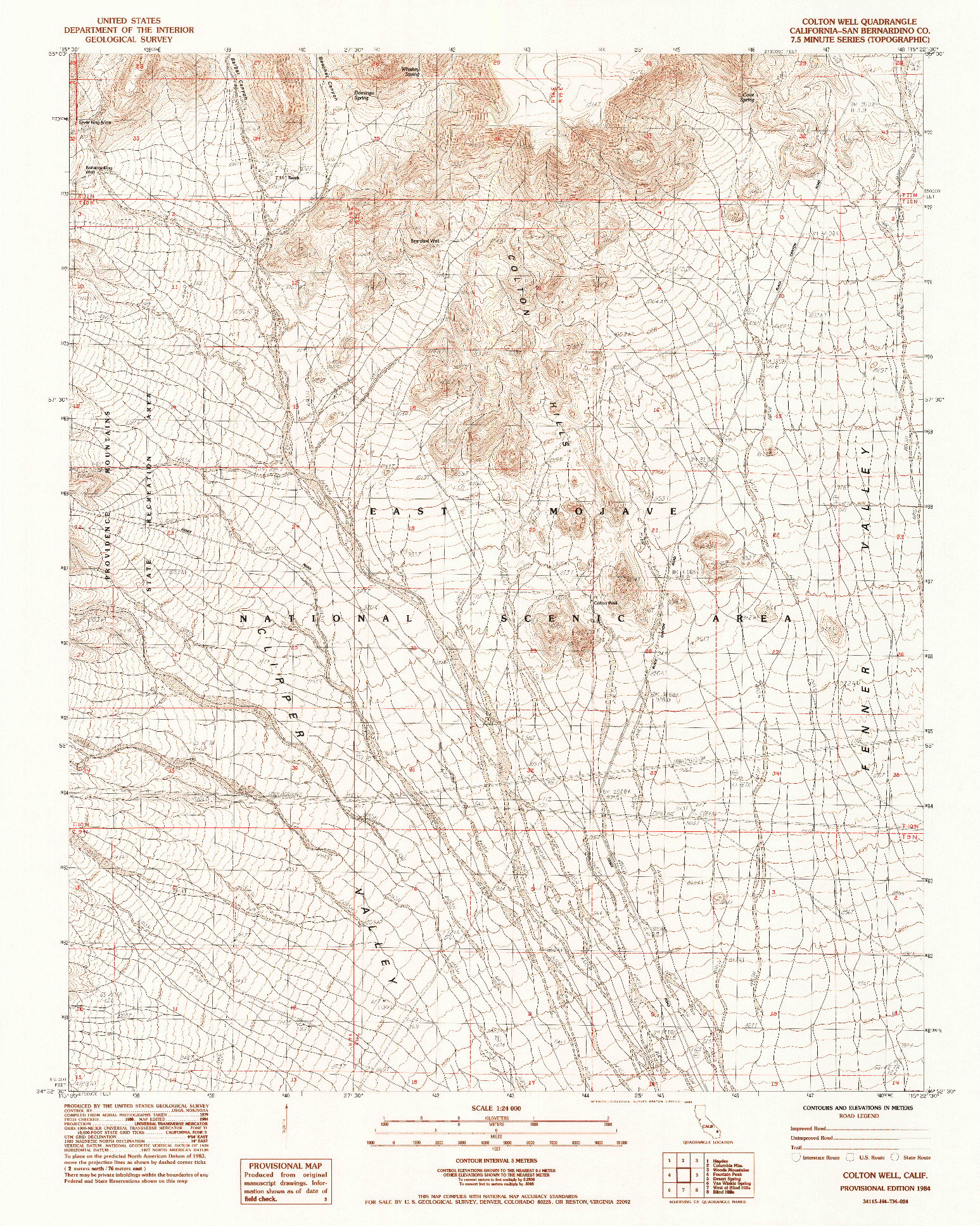 USGS 1:24000-SCALE QUADRANGLE FOR COLTON WELL, CA 1984