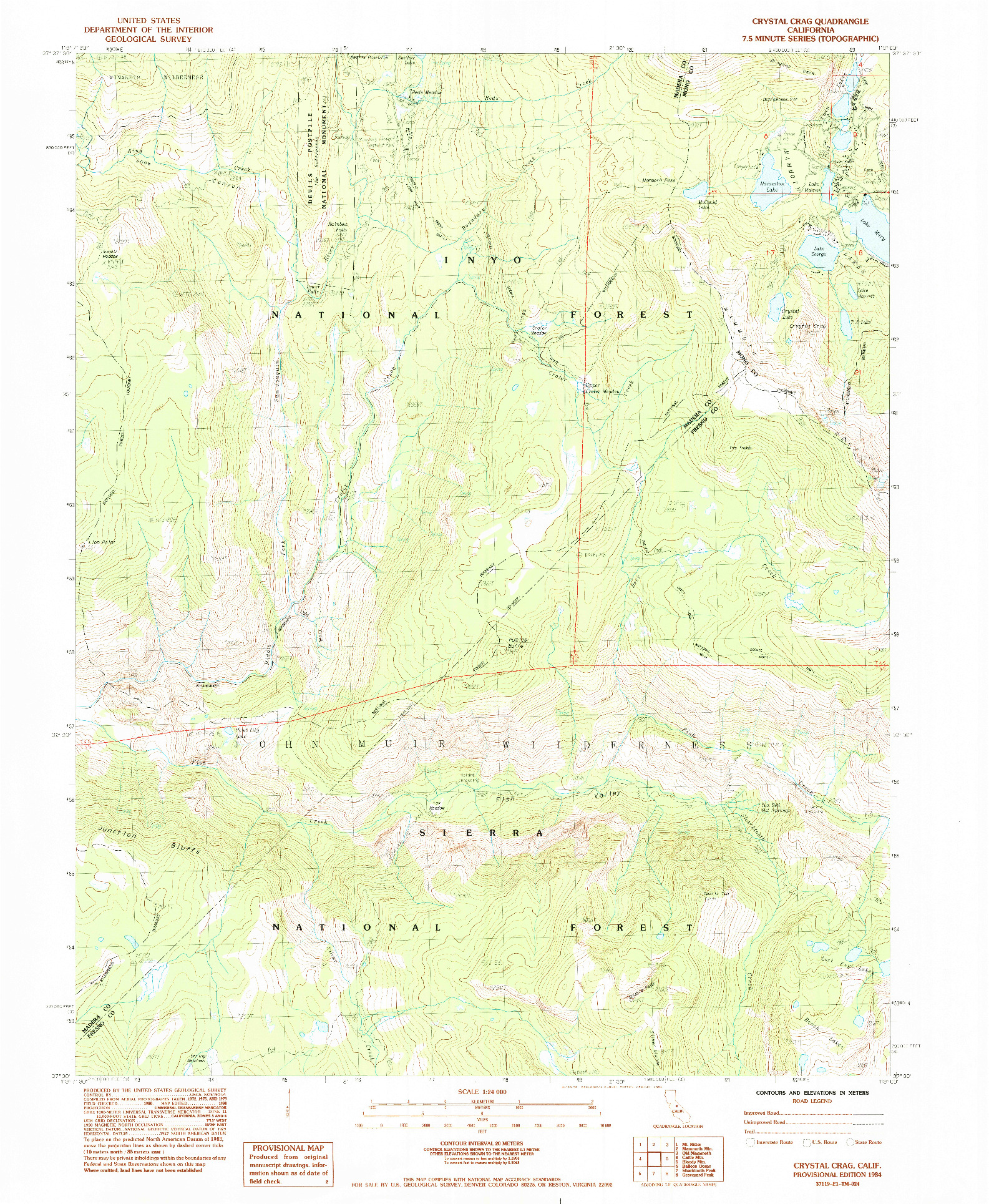 USGS 1:24000-SCALE QUADRANGLE FOR CRYSTAL CRAG, CA 1984